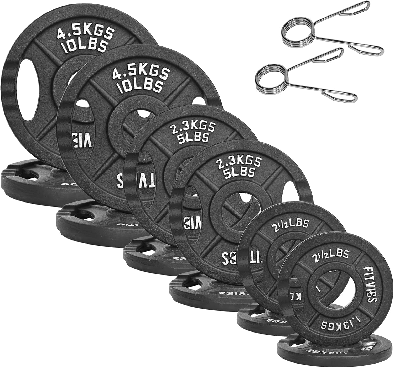 Fitvids Standard Cast Iron 1-Inch Weight Plates for Strength Training & Weightlifting, 35LB/70LB/120LB