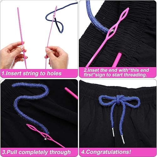 Vista 62 de Cordones de repuesto con cordón fácil de enhebrar para pantalones deportivos, pantalones cortos, pantalones, chaquetas (negro, gris)