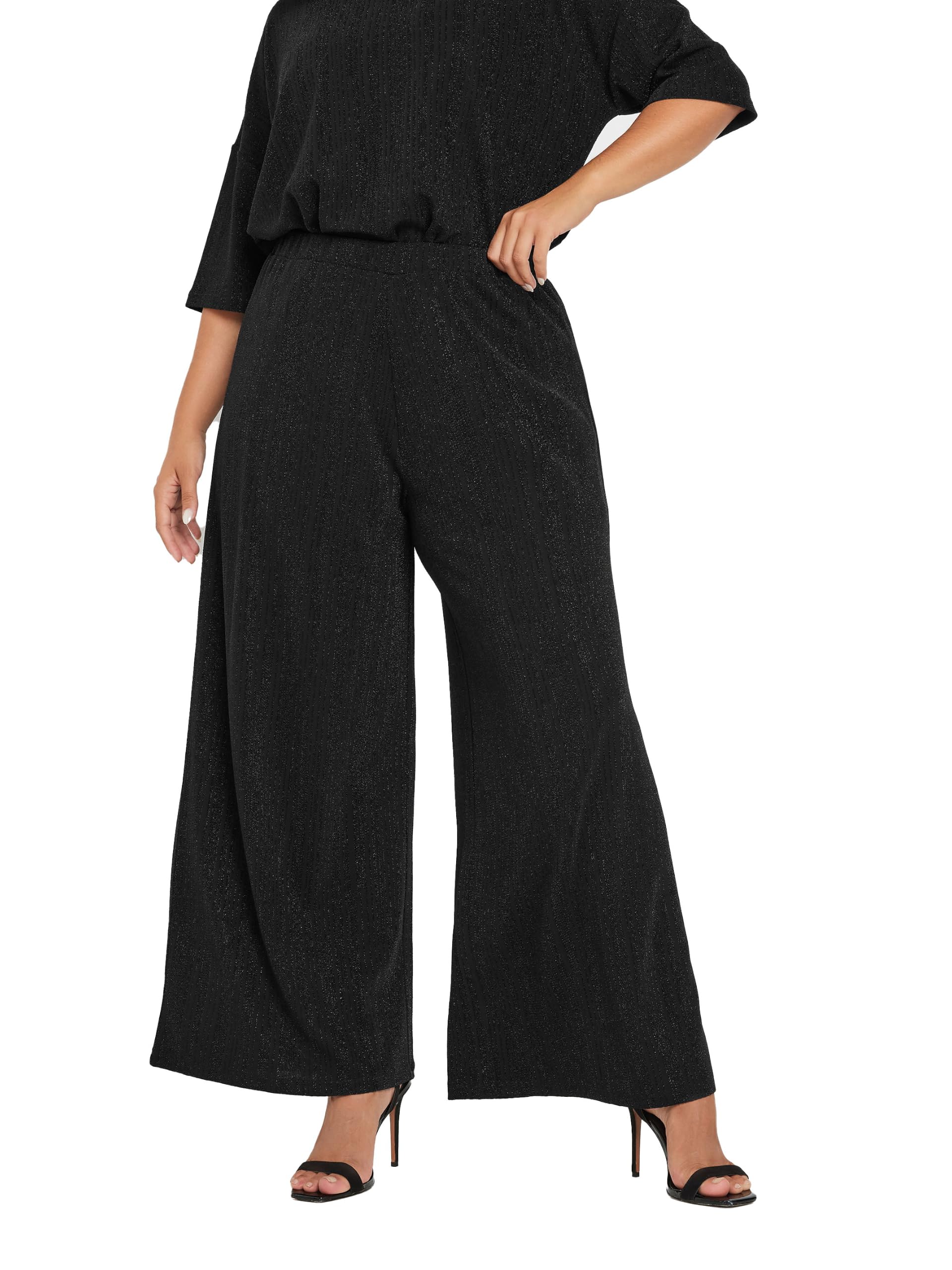 Yours Curve Metallic Stripe Wide Leg Trousers - Women's - Plus Size Curve