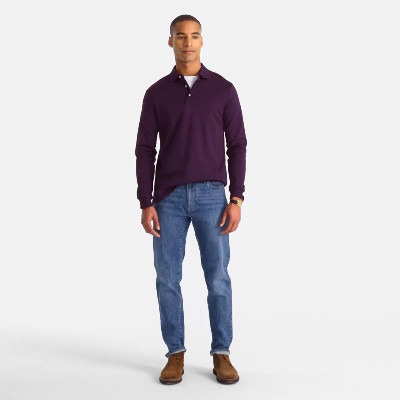 Camiseta Polo para Hombre de Lands' End, Mangas Largas, Algodón Supima Estadounidense, Cuello Elevado, Corte Tradicional, Estilo Casual de Negocios miniatura 7