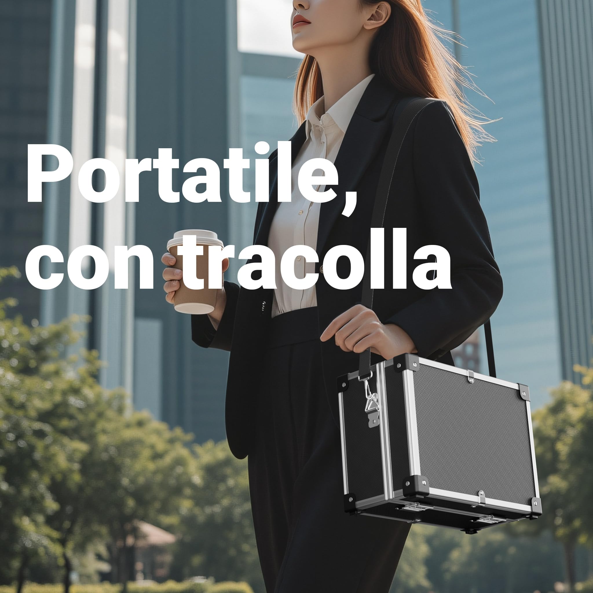 Valigetta di trasporto in PVC ed alluminio 32x23x16cm portaoggetti portattrezzi