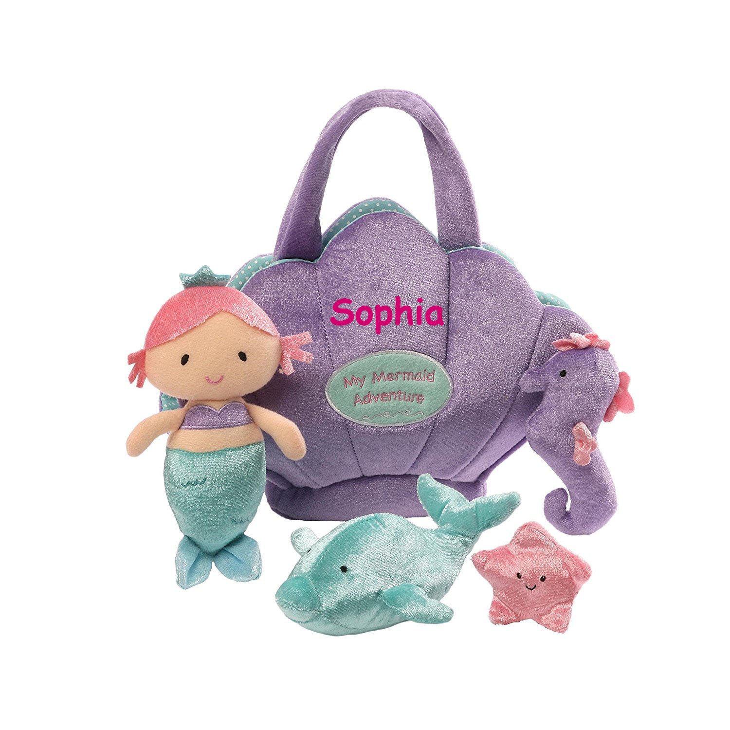 Mon Ami Mermaid Baby Rattle Toy - 8 Inch Plush Stuffed Animal For Infants