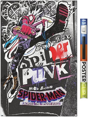 Trends International Marvel Spider-Man Across The Spider-Verse - Póster de pared de una hoja de Spider-Punk, 34 pulgadas de largo x 22.4 W, paquete