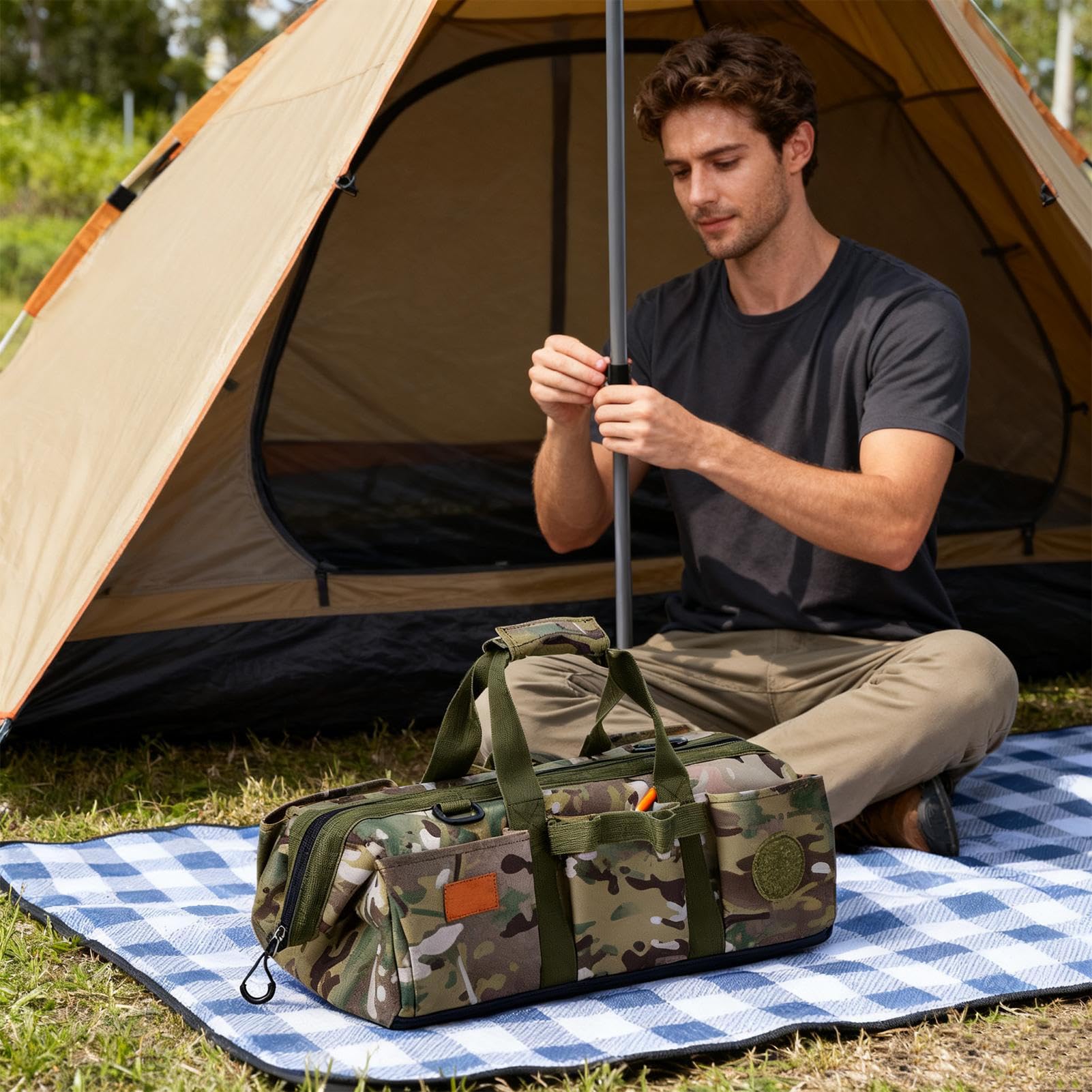 Sac À Sardines De Tente pour Camping Boîte À Piquets De Tente avec Plateau