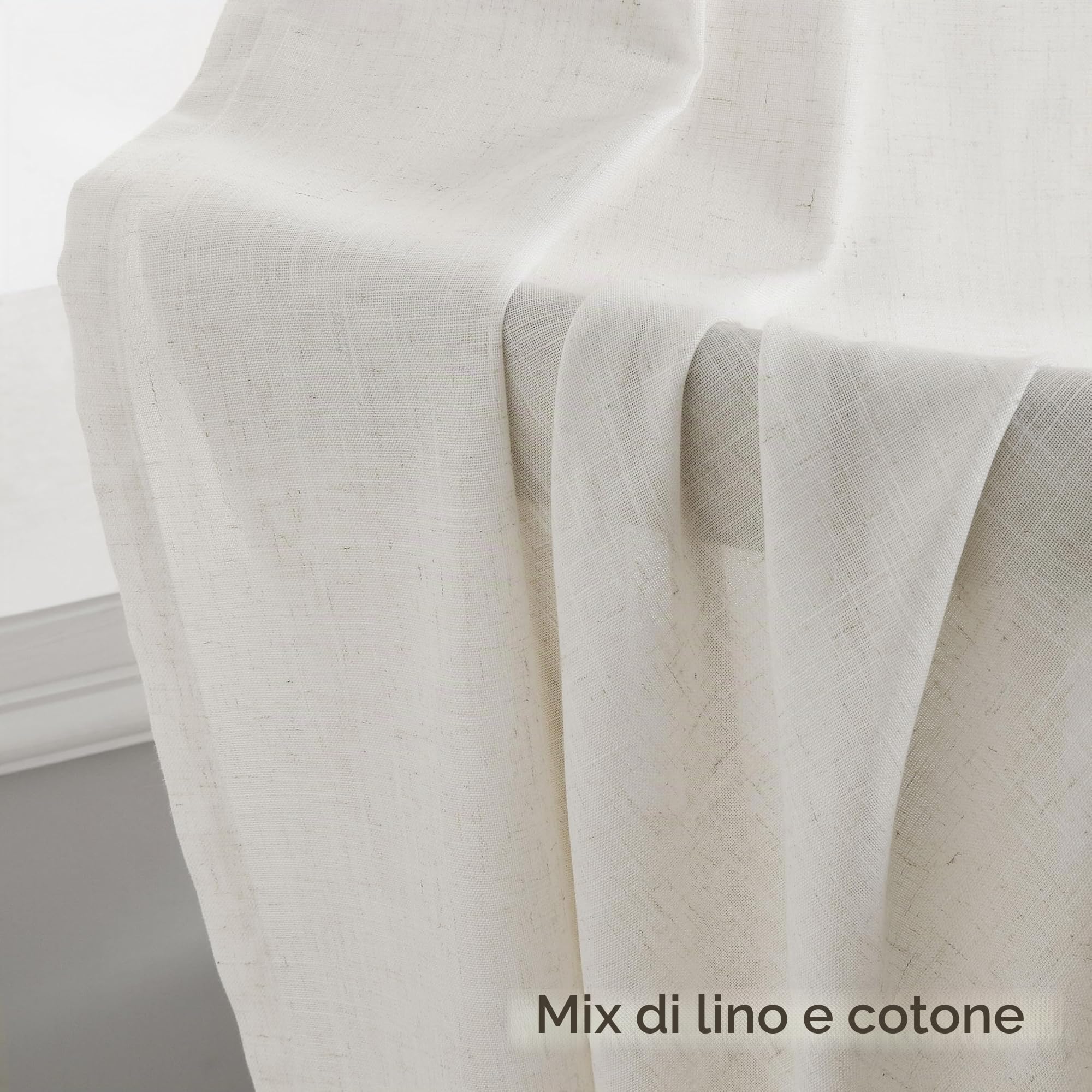 Tende in lino da 330 cm per soffitto alto soggiorno camera da letto 2 pannelli tende su misura con occhielli semi velate filtranti luce extra lunghe 332 cm per finestre a 2 piani, avorio crema 3,9 m