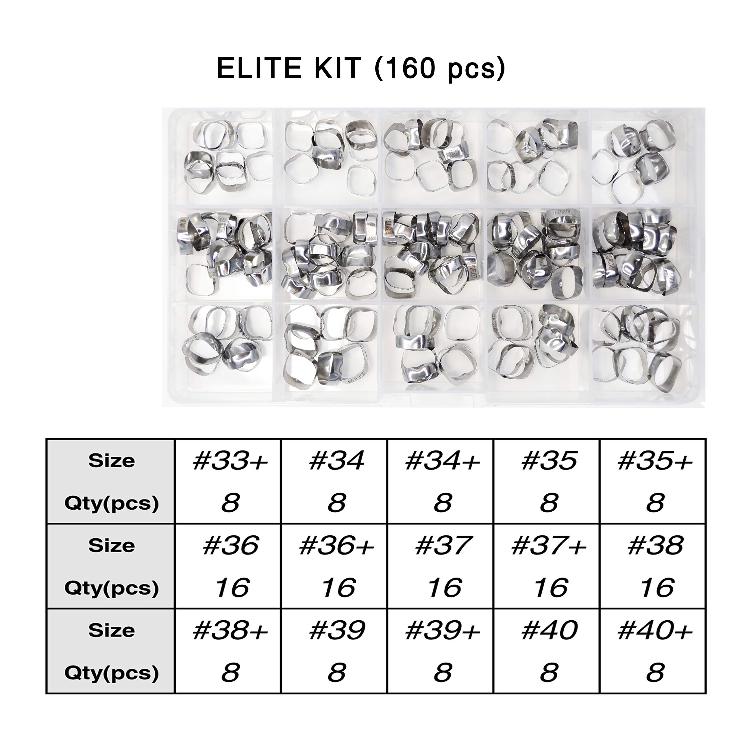 J&J Ortho Orthodontic #6 Band Optional Kit (Combo Tube (Double Upper, Single Lower), Elite Kit (160pcs))