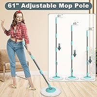 Vista 7 de Sistema de fregona giratoria y cubo, juego de fregona y cubo con escurridor, fregonas para limpieza de pisos, herramientas de suministros