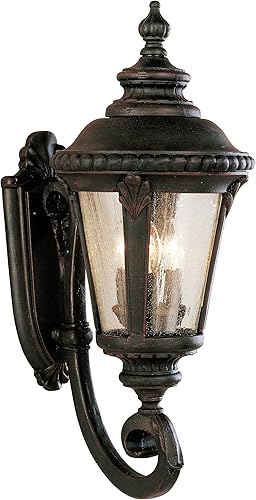 Bel Air Lighting TG5041 BK - Farol de pared tradicional de tres luces para exteriores, color negro