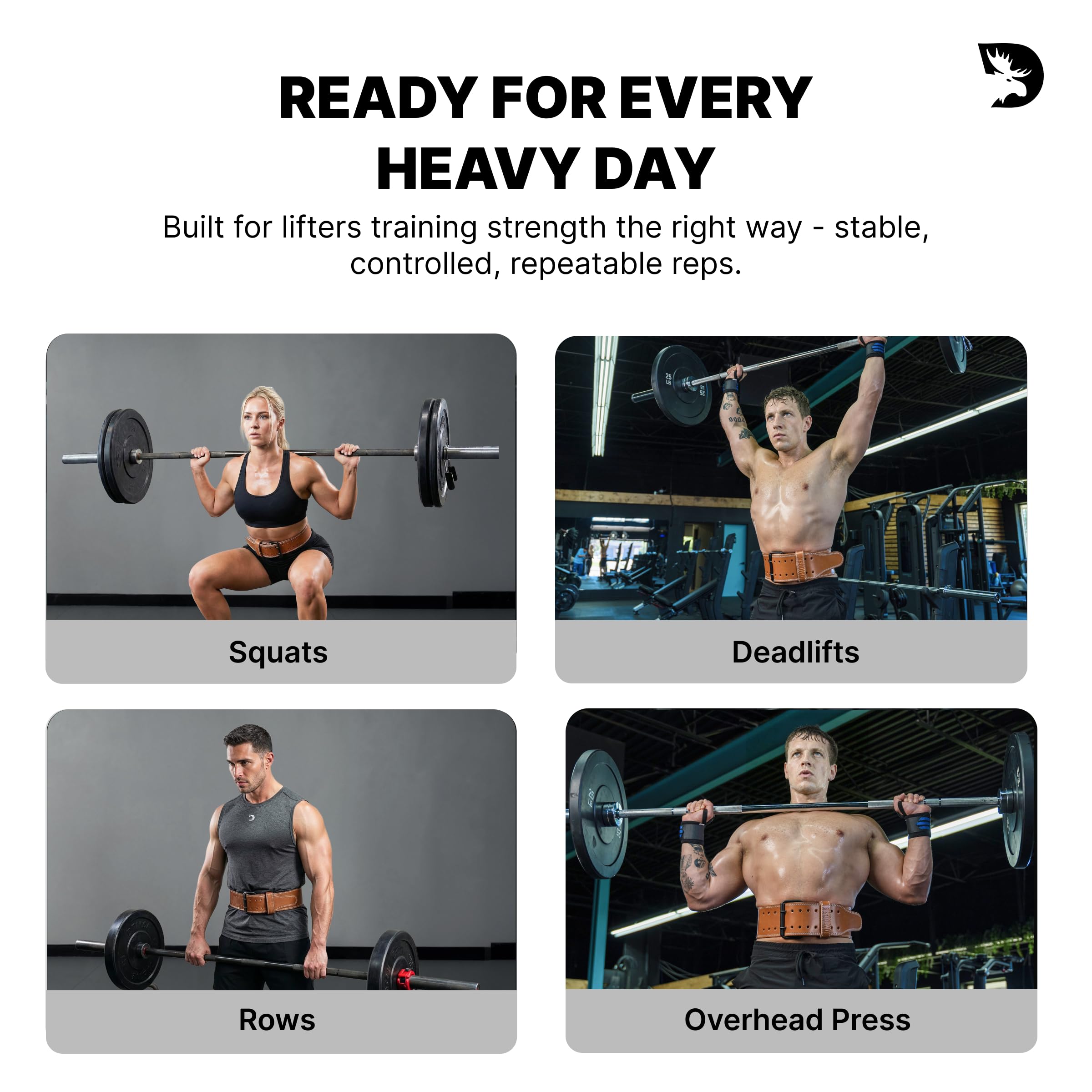 DMoose Fitness Pas do podnoszenia ciężarów do podparcia dolnej części pleców, grubość 5 mm, pasek gimnastyczny z prawdziwej skóry, do przysiadów, martwego ciągu i trójboju siłowego, podwójna klamra z