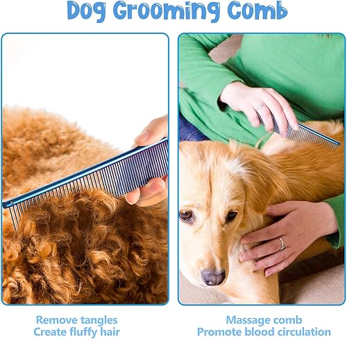 Miniatura 3 de 3 peines para perros para aseo de mascotas, peine de acero inoxidable de metal para cabello enmarañado, peines guía para mascotas para eliminar
