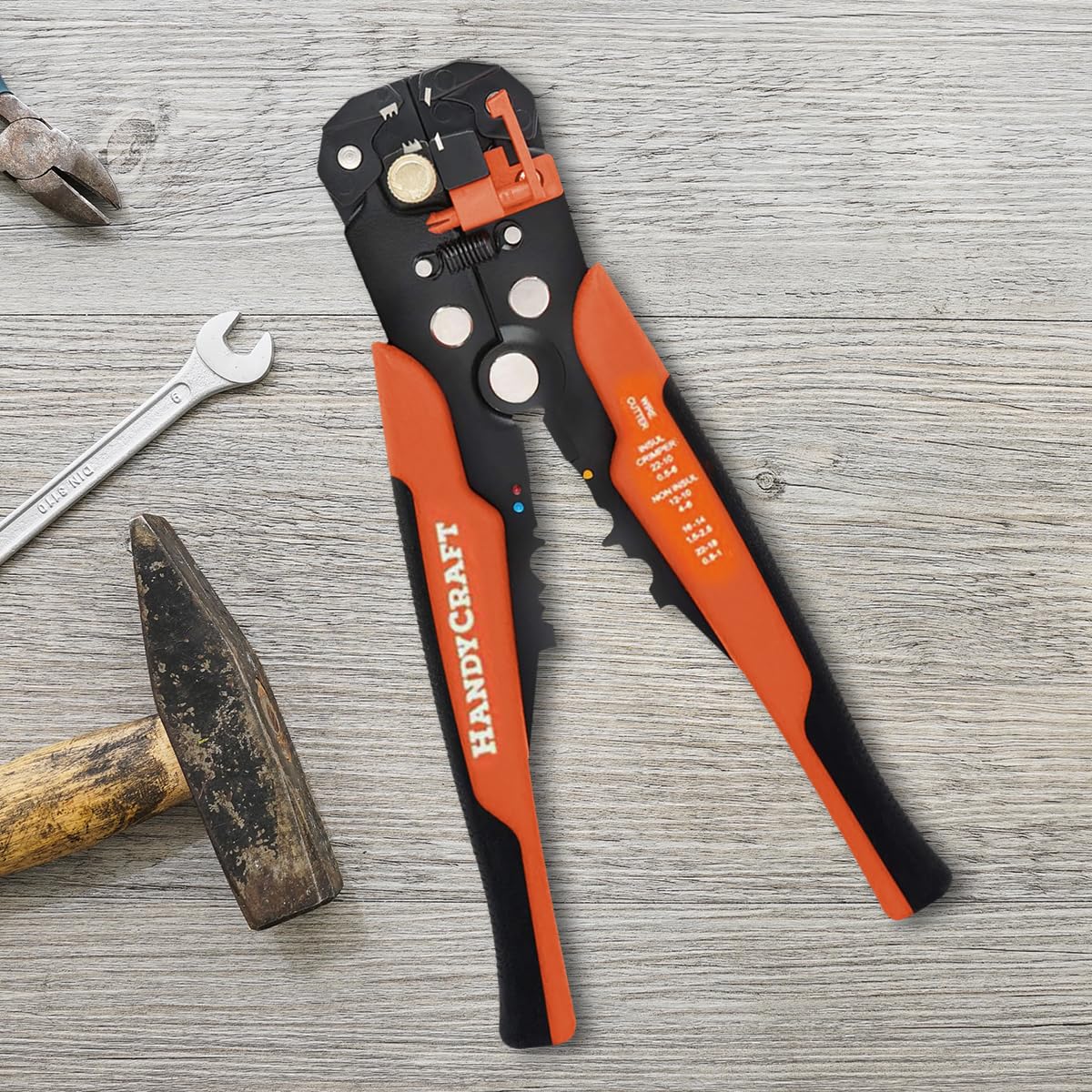 HandyCraft - Pelacables, cortador y crimpadora 5 en 1, herramienta de pelado automático para cables eléctricos de 10-24 AWG, herramienta manual de precisión multifunción