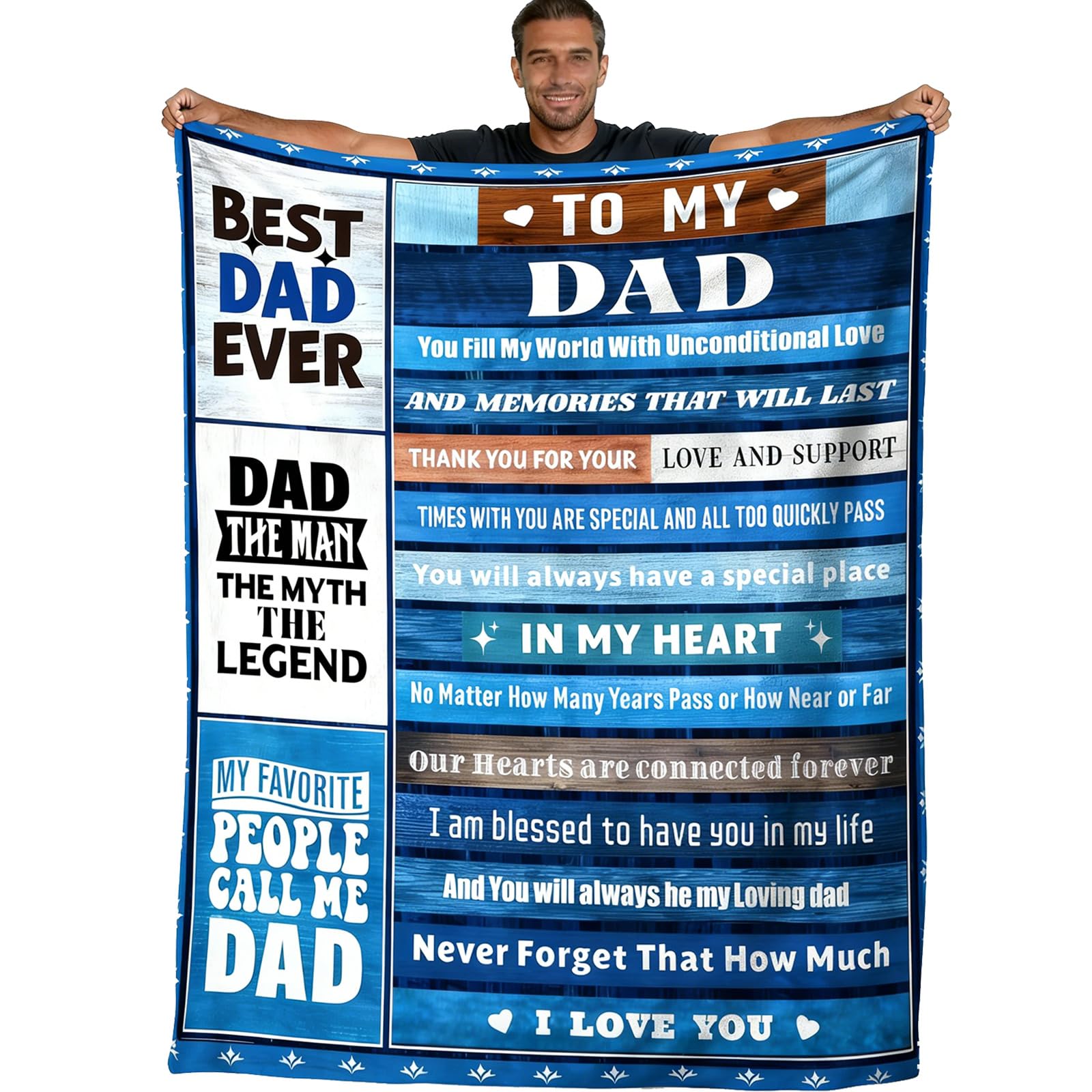Dad Gifts Blanket, Soft Flannel Blanket Throw, Birthday Present for Daddy from Daughter Son Throw, Birthday Gift for Dad, Best Father Gifts, Present for Father’s Day, Christmas,Birthday, 150x130cm