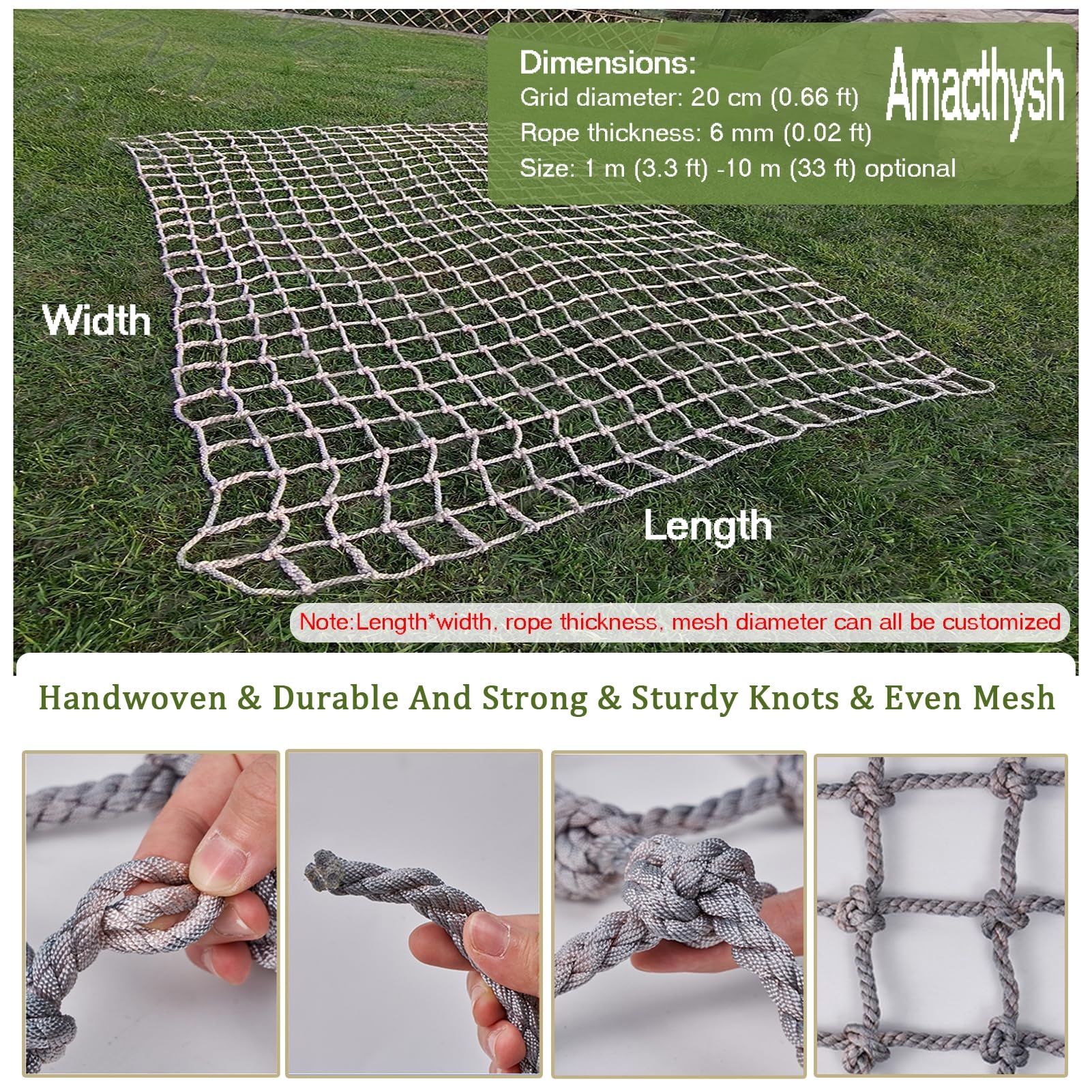 Rete C da arrampicata per bambini 2,5 x 2,5 m poliestere parco giochi rete sicura per uso interno esterno bambini protezione ideale arrampicata gioco Equinn per bambini attivi