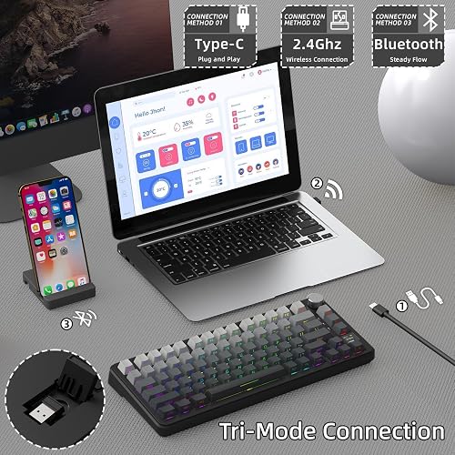 ATTACK SHARK X85 PRO Wireless Gaming Keyboard,TFT Display&Knob,Moonnight - 3