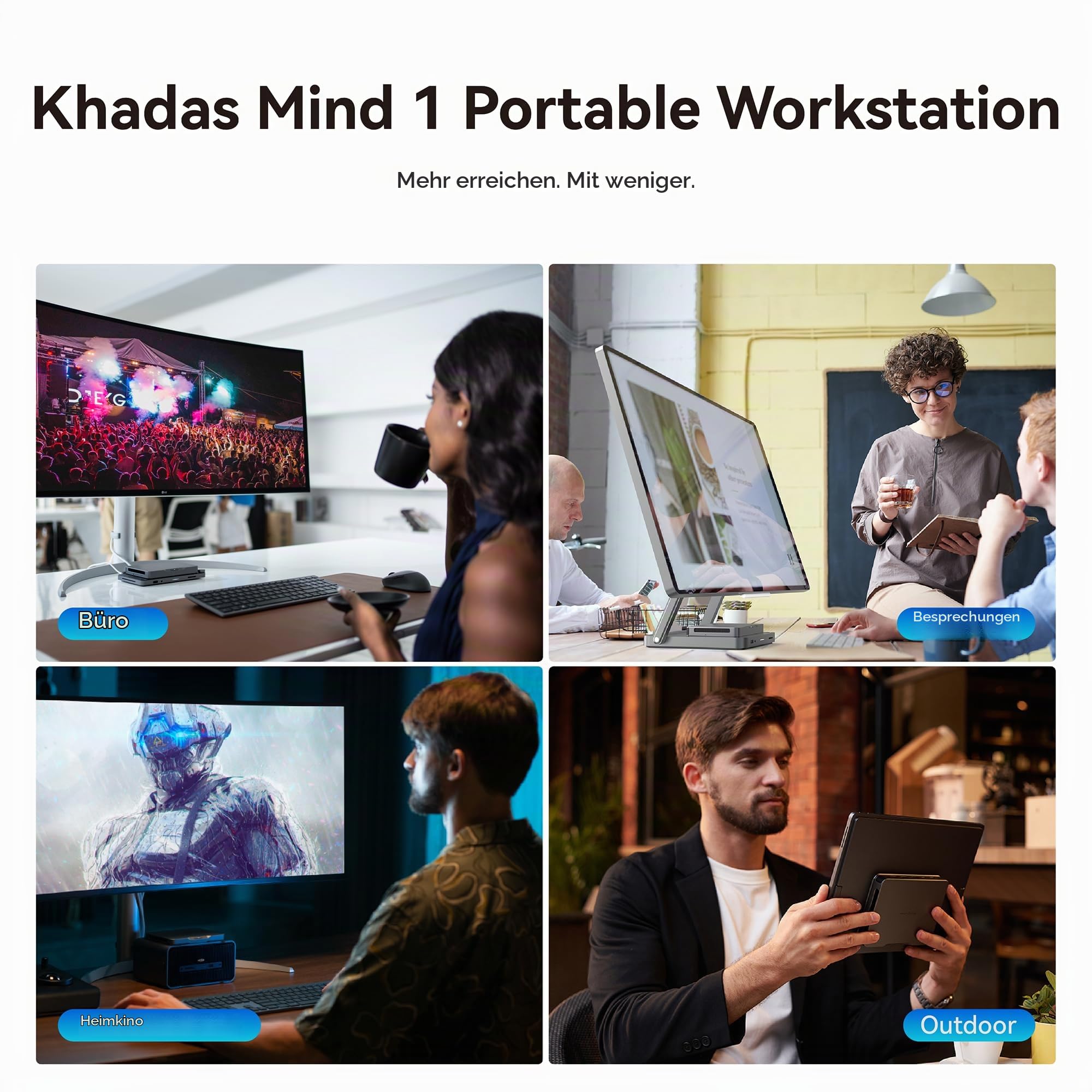 khadas Mind Mini PC, Intel Core i7-1360P 5.0GHz Mini Portable Computer with 5.55Wh Standby Battery, 32GB LPDDR5,1TB PCIe4.0 SSD, Windows11 Home Support 4K Display/WiFi 6E/BT5.3v