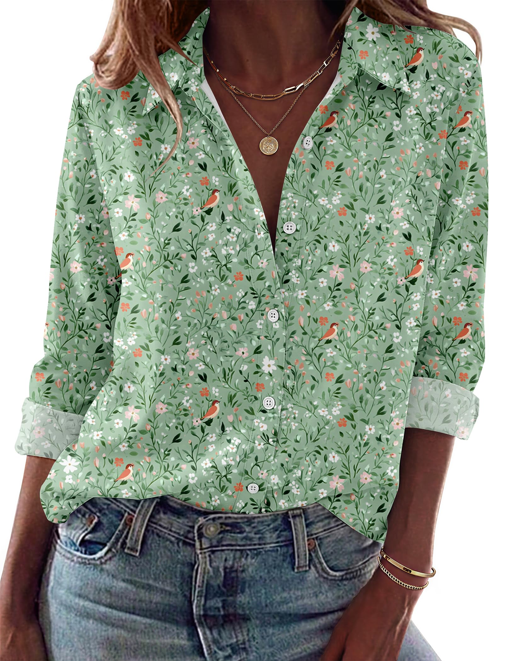Zeagoo Blouses for Women Dressy Casual Long Sleeve Button Down Shirts Tops | Collared Summer Tops, Fall Fashion Clothes, 2026 Trendy Top, Work Outfits
