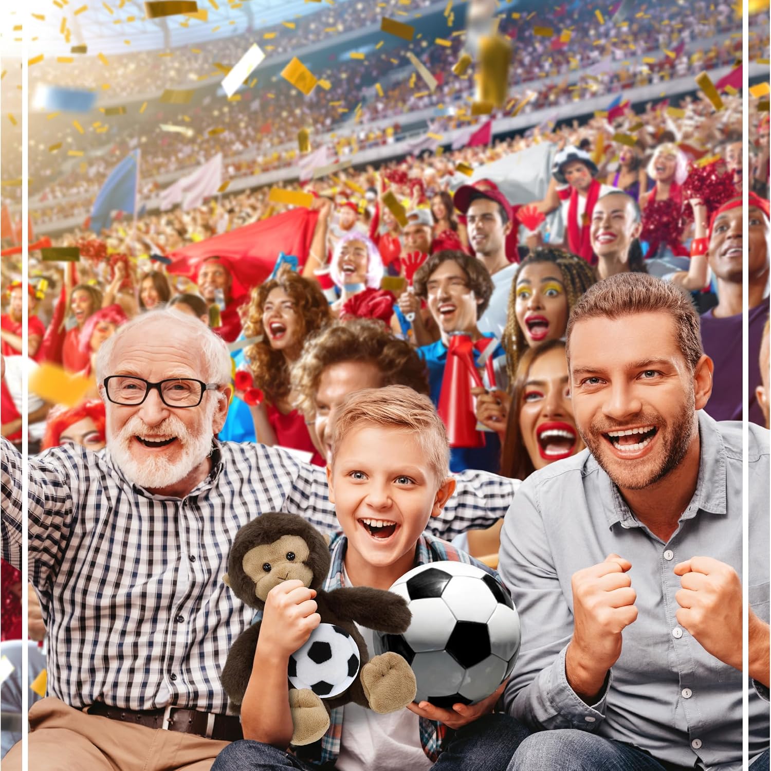 DolliBu Monkey Stuffed Animal with Soccer Ball Plush - Soft Huggable Monkey, Adorable Playtime Plush Toy, Cute Wildlife Gift, Super Soft Plush Doll Animal Toy for Kids and Adults - 9 Inches
