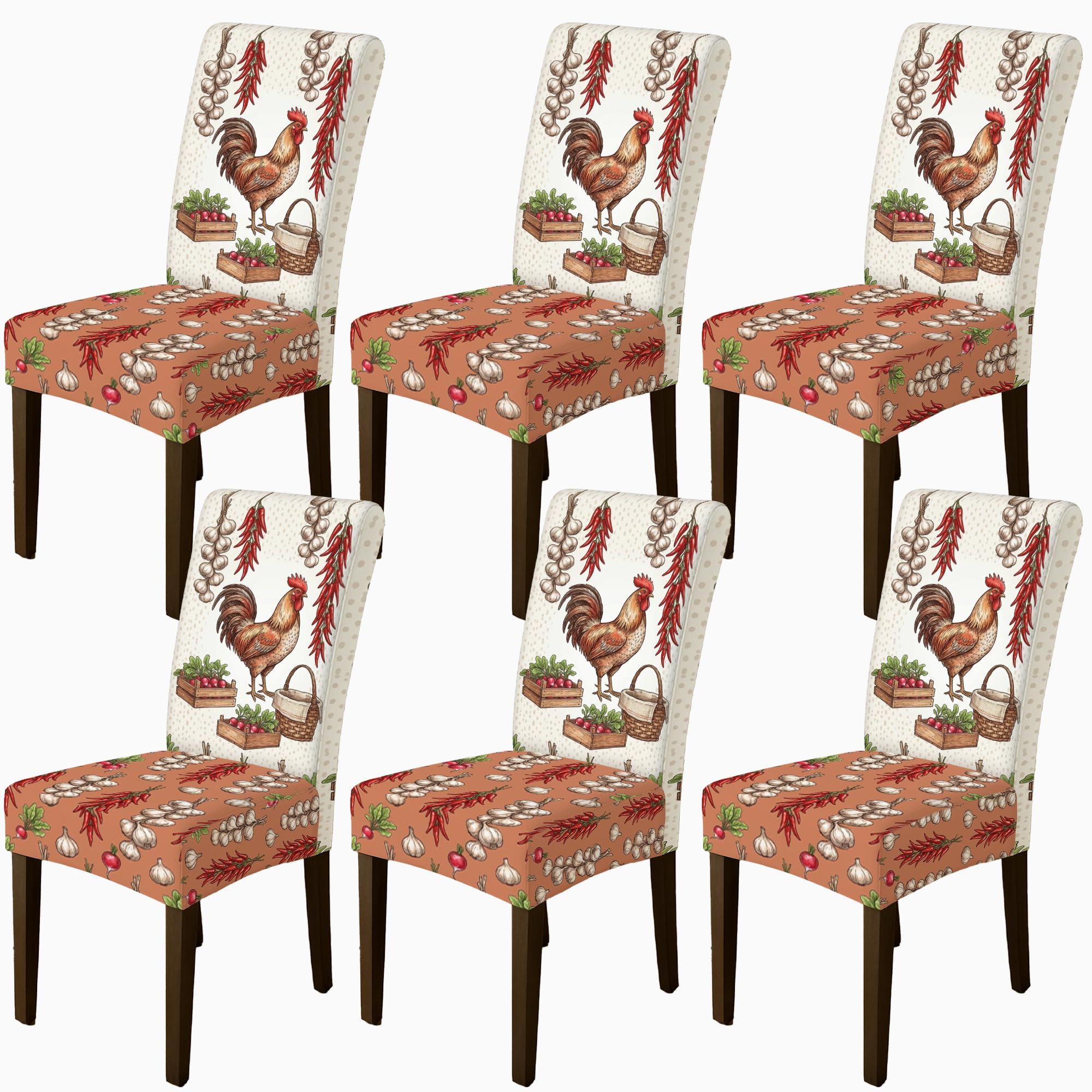 Lot de 6 housses de chaise salle à manger élasthanne marron