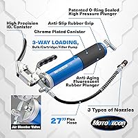 Vista 5 de STEINBRÜCKE Pistola de engrase con agarre de pistola de alto rendimiento, manguera flexible reforzada extra larga de 27 pulgadas