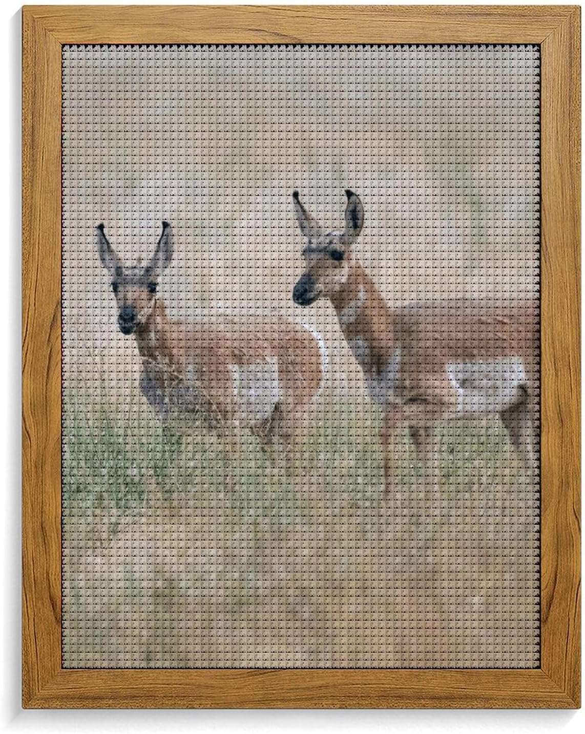 Pronghorn Antelope Diamond 5D Painting Kits with Frame DIY Full Round Drill Gem Art Crafts for Home Wall Decor 16 X 20in Yellow Wood 40 * 50cm