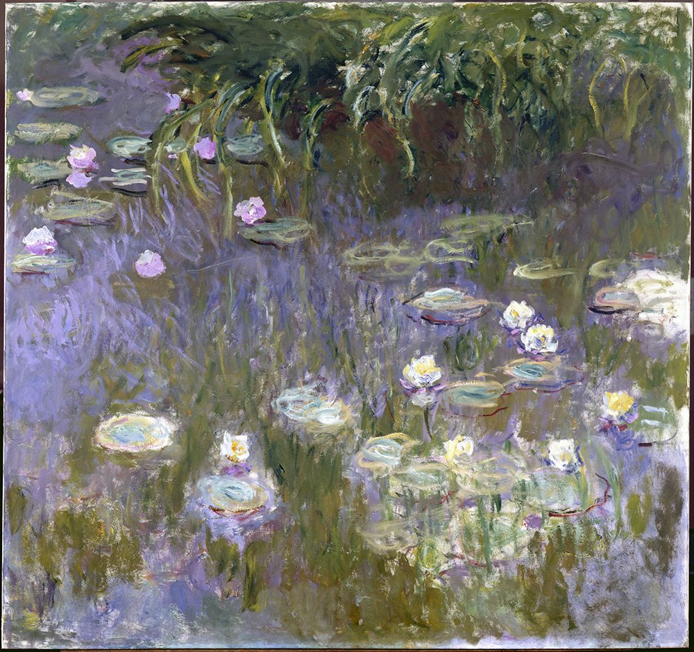 Claude Monet Water Lilies déco murale géante pour grand mur avec cadre marron