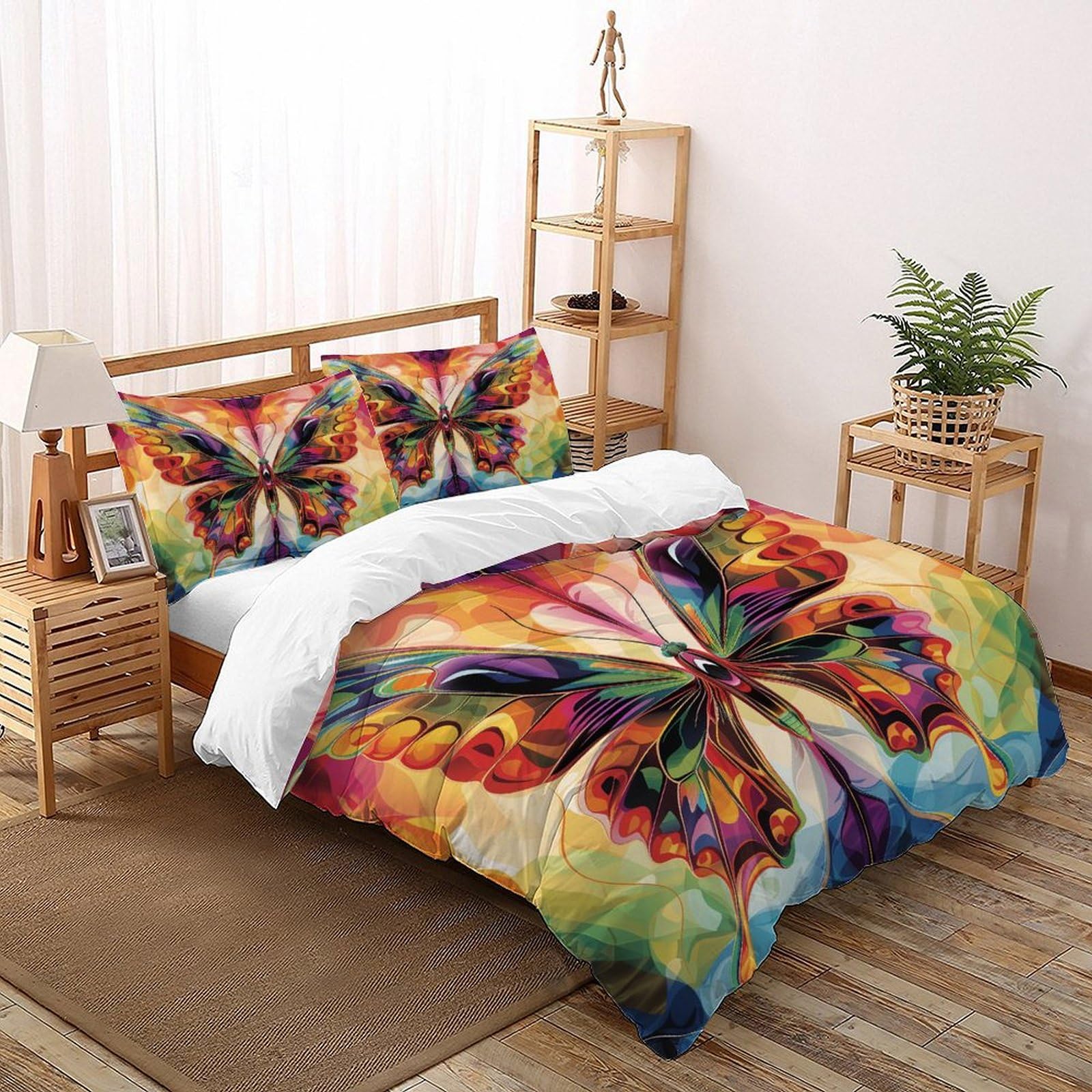 Housse de couette microfibre de qualité supérieure parure de lit 3 pièces papillons