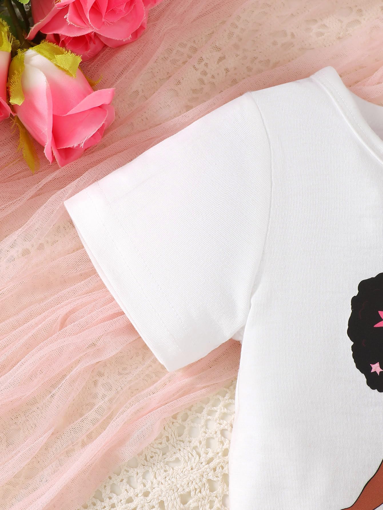 Conjunto de 2 piezas para niña bebé, camiseta con estampado de dibujos animados + pantalones cortos morados, ropa casual para 6 meses a 3 años — view 4