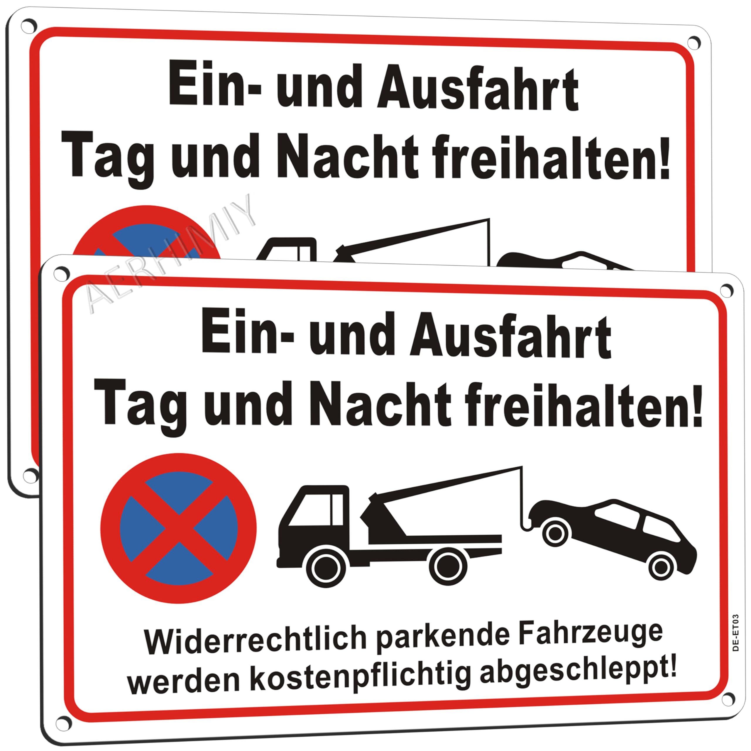 Ein- und Ausfahrt Freihalten Schild Metall Reflektierend 20x30cm, 2 Stück Parken Verboten Einfahrt Freihalten Schild Alu Weiß