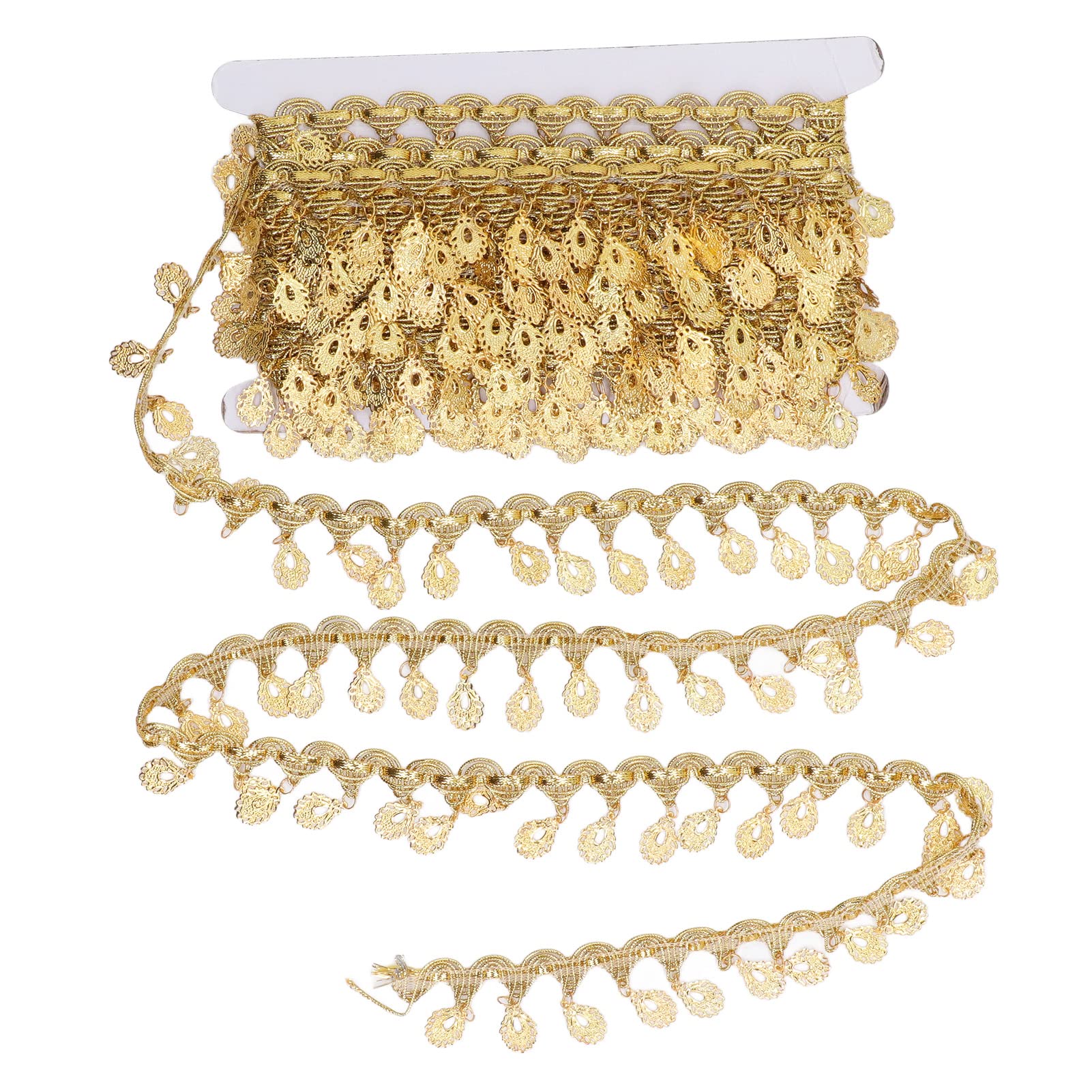 Gold Plated Tassel Sequins Fringe10 Yards Tassel Fringe Trim Chain for Sewing Crafts Wedding Party Clothing Accessories Belly Dance Chain Lady'S Accessories