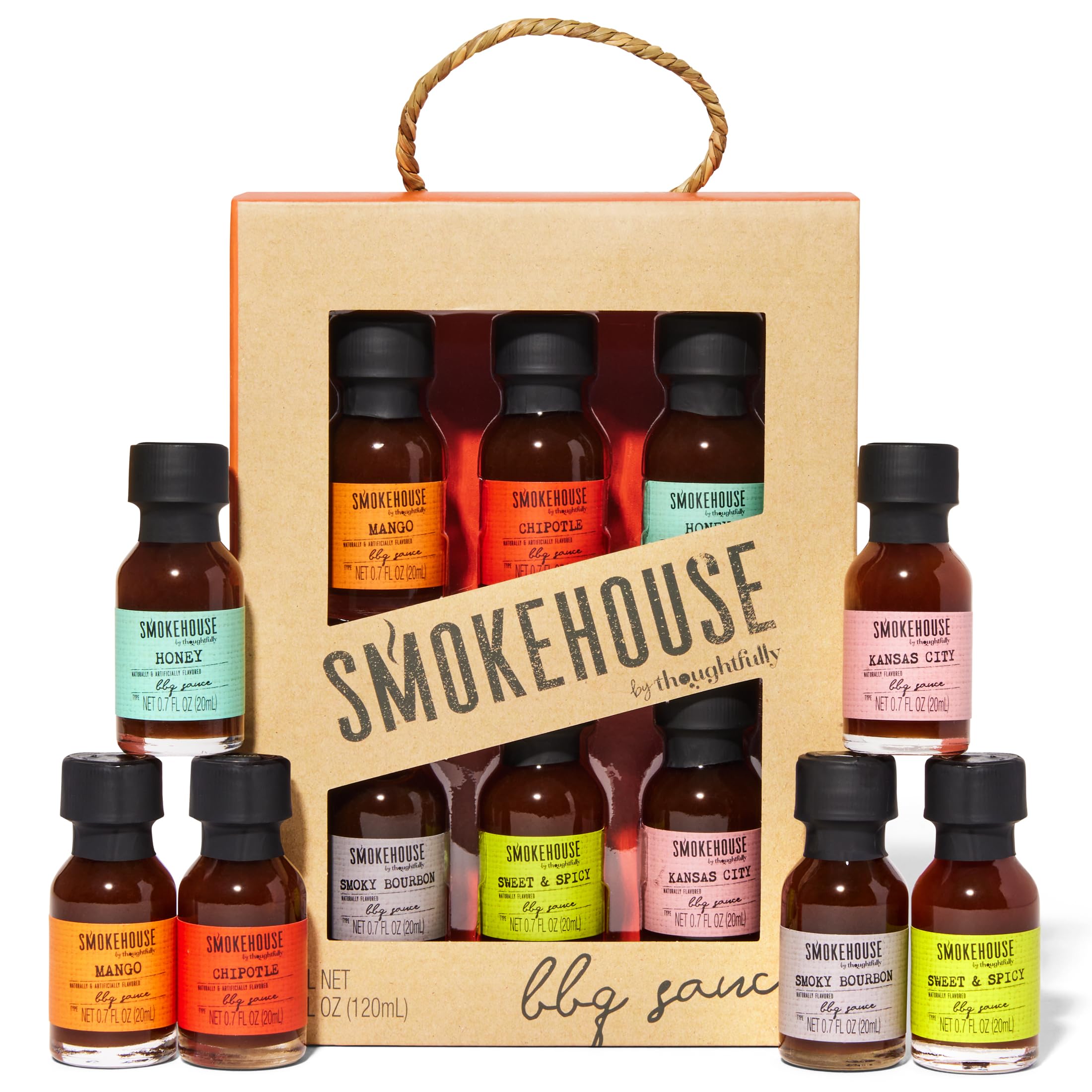 Modern Gourmet Foods – Set Regalo 6 Salse BBQ – Mini Bottiglie – Kansas City, Bourbon, Habanero & Altro – Regalo per Uomo e Donna – Compleanno, Festa del Papà & Natale – 6 x 20 g