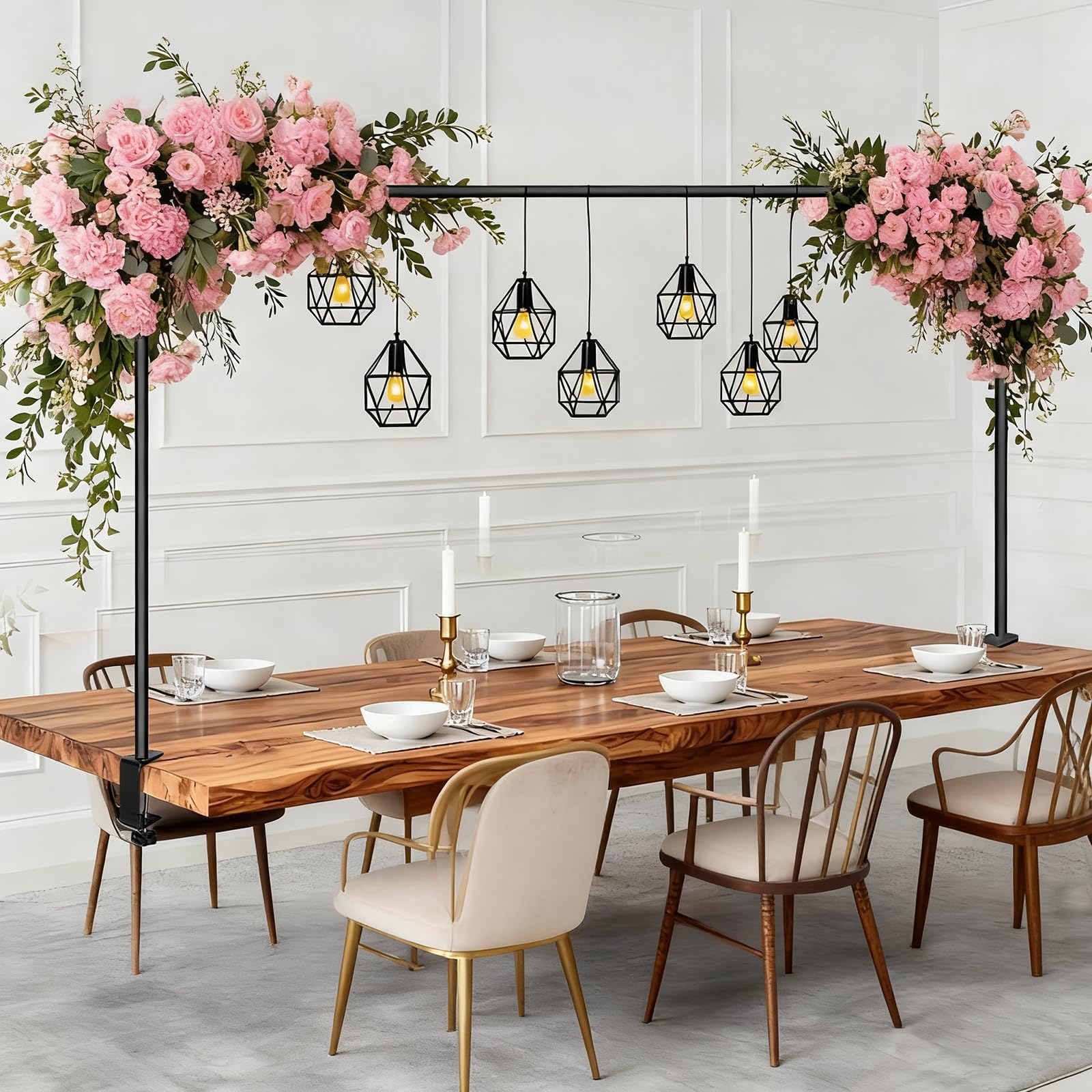 Support de table en métal noir réglable pour décoration sans clou