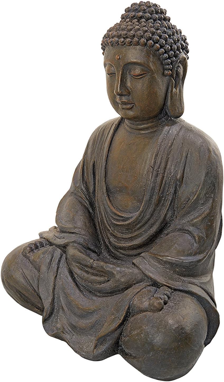Patio and Terrace Wall Design Decor Meditative Buddha Grand Temple Garden Statue Resin 40cm