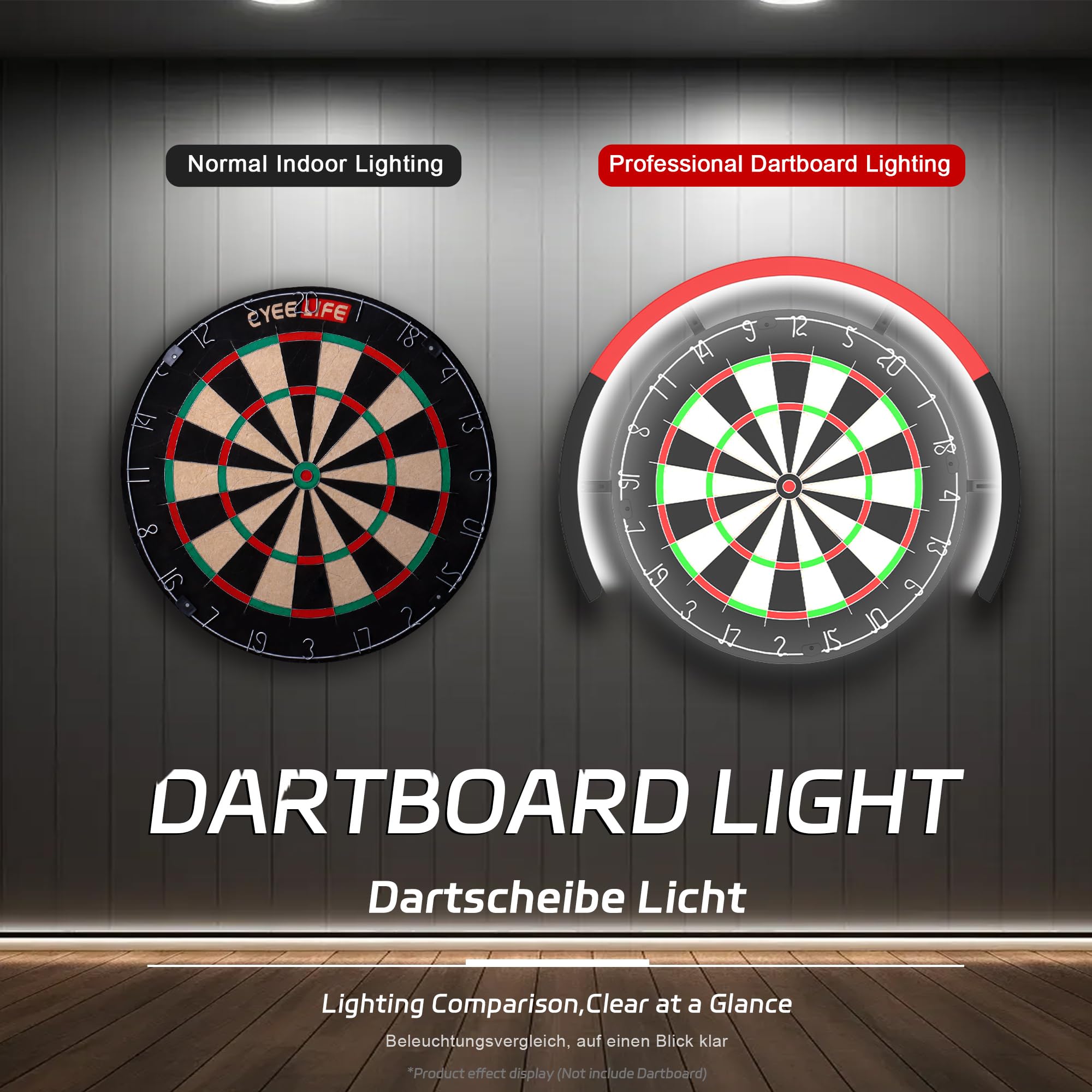 CyeeLife Dartboard Lighting System, Iluminación para Diana de Dardos, Luz Anular LED Blanca para Diana de Dardos, Sistema de Iluminación LED para Diana de Dardos