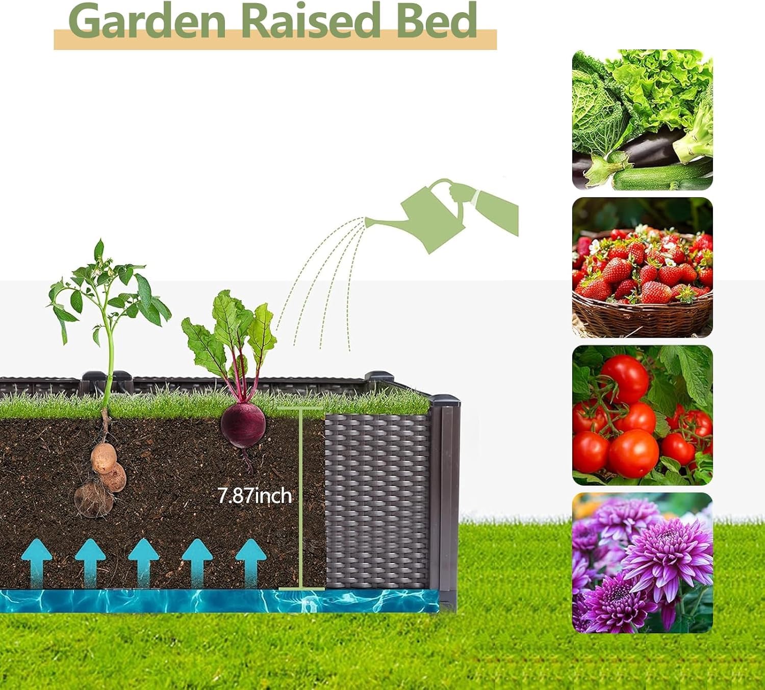 Blumenkasten mit Wasserablauf, 4 Stück Hochbeet, Rattanoptik Garten Pflanzkasten,160 * 40 * 20 cm Gemüsebeet Blumentopf Pflanzkübel für Terrasse, Garten, Eingangsbereich, Braun