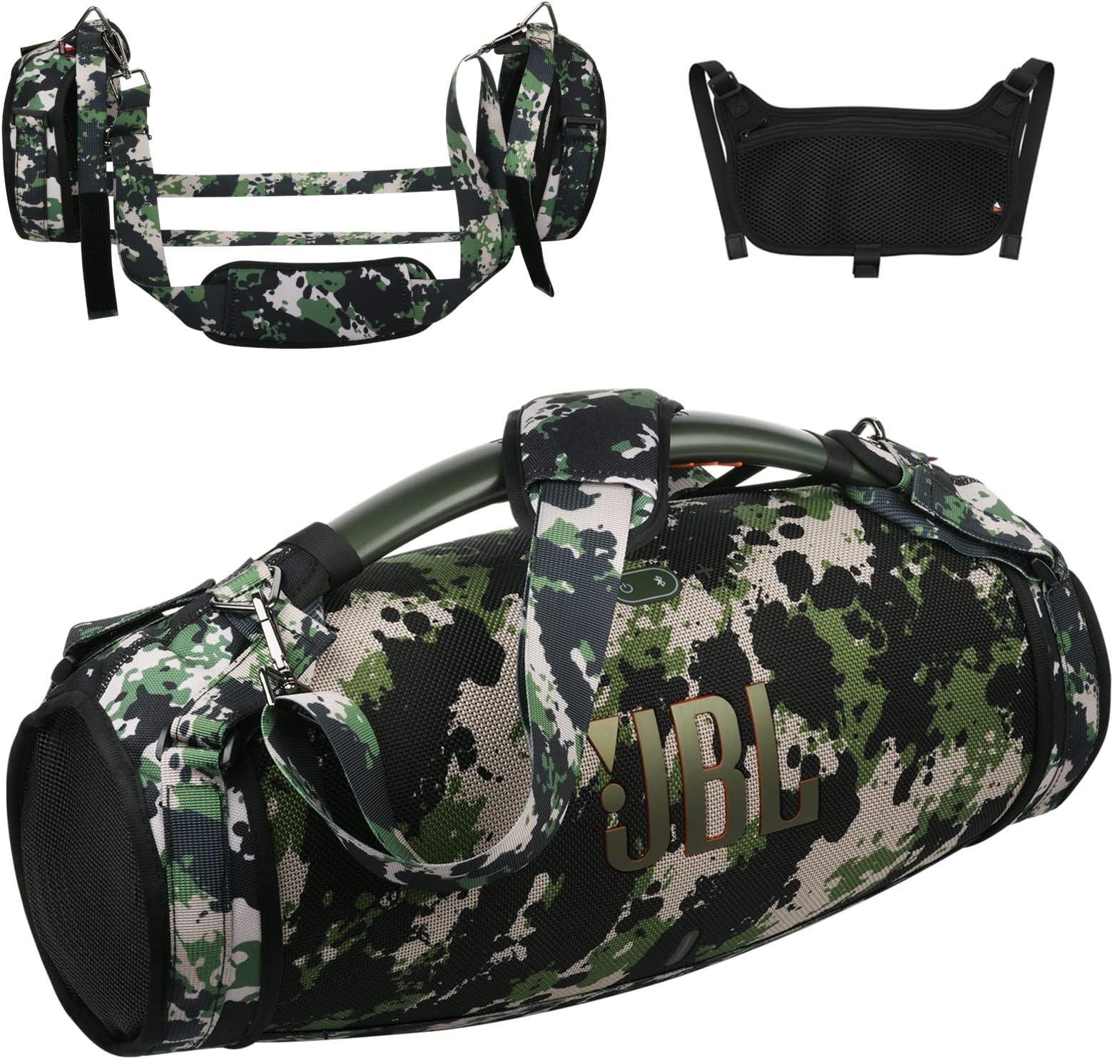 TXEsign Travel Carrying Strap for JBL Boombox 3, Shoulder Strap with Two Side Covers Travel Carrying Pouch (Camo)