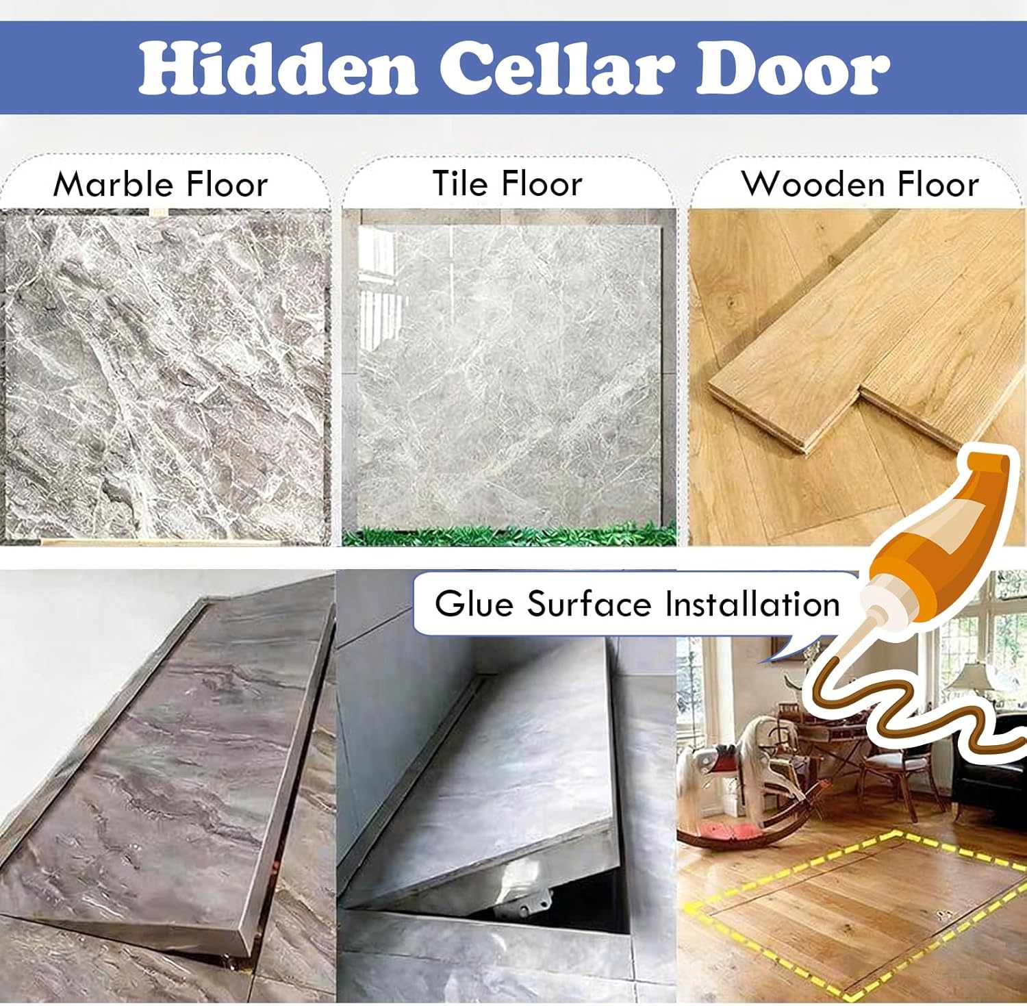 Commercial Steel Security Cellar Door with Suction Cup Opener for Basement Crawl Space Access and Emergency Exit Cover