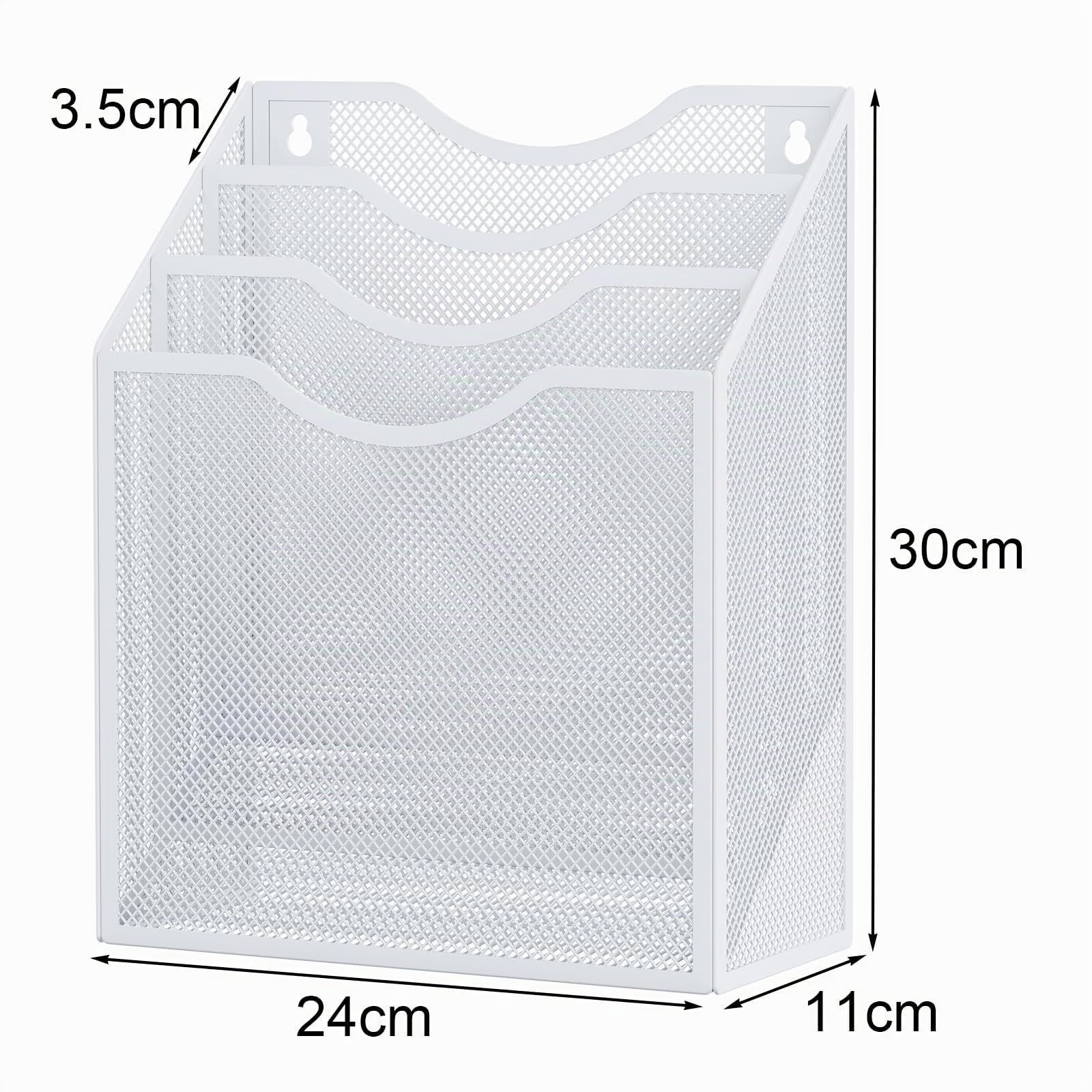 EasyPAG Corbeilles à Courrier 3 Compartiments A4 Métal,Banette de Rangement Bureau,Porte-Revues,Organisateur de Bureau,Porte Document Mural,Range Papier pour Masion & École,Blanc