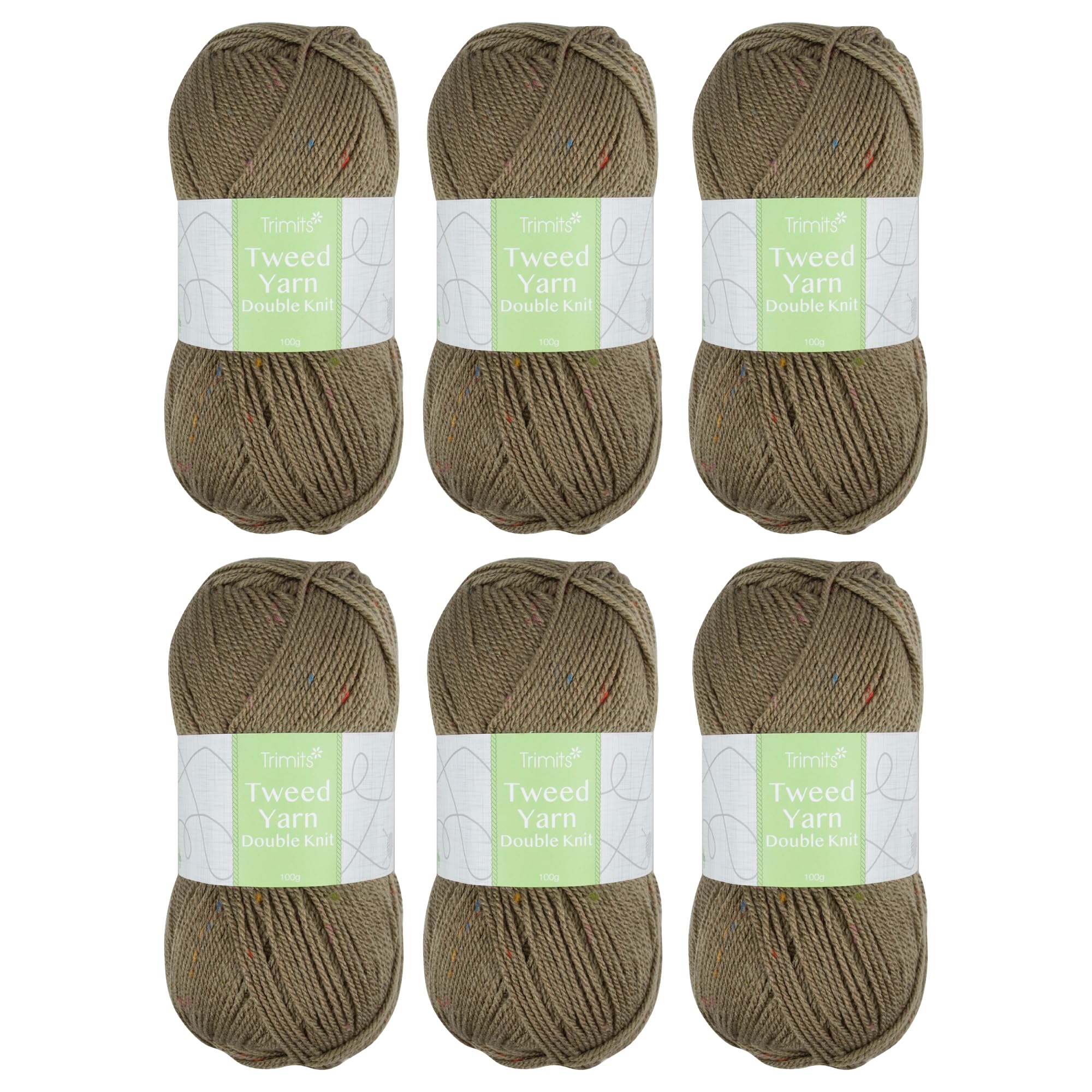 Trimits Tweed Double Knit Knitting Crochet Yarn – Acrylic Viscose Soft Touch Easy Care Yarn Oeko-TEX Certified 280m for 4.00mm Needles Hooks