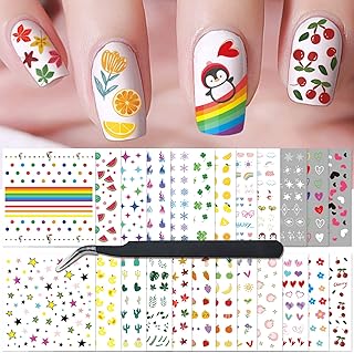 24 Sheets Nail Art Stickers, Nail Sticker Decals for Girl Women, Cute Fl...