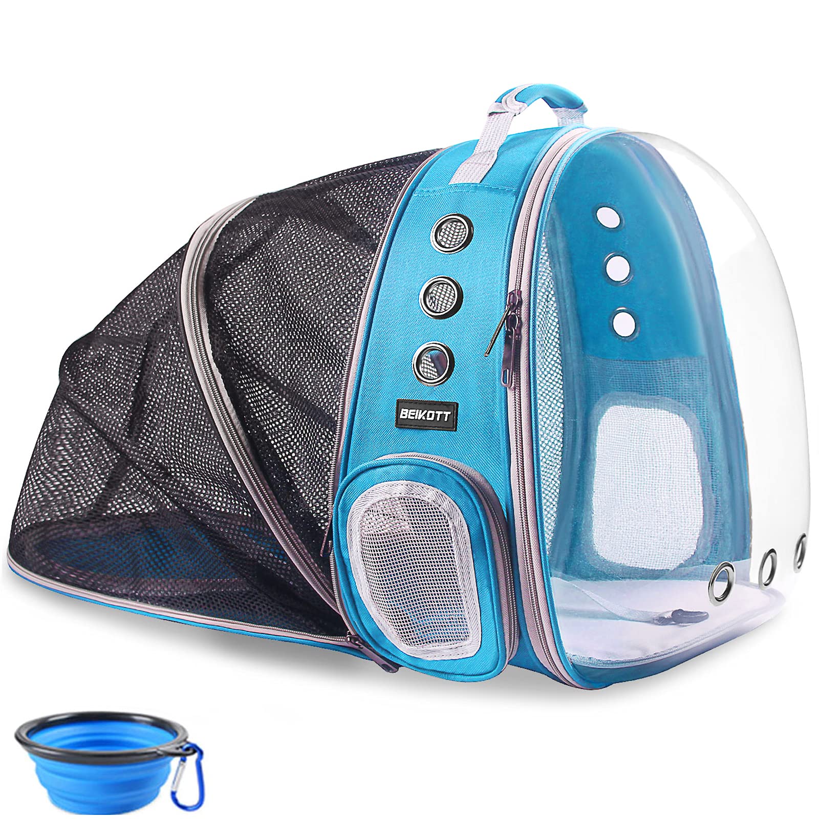BEIKOTT Mochila expandible para gatos, mochila para perros y pájaros pequeños, mochila transparente para viajes, senderismo, al aire libre