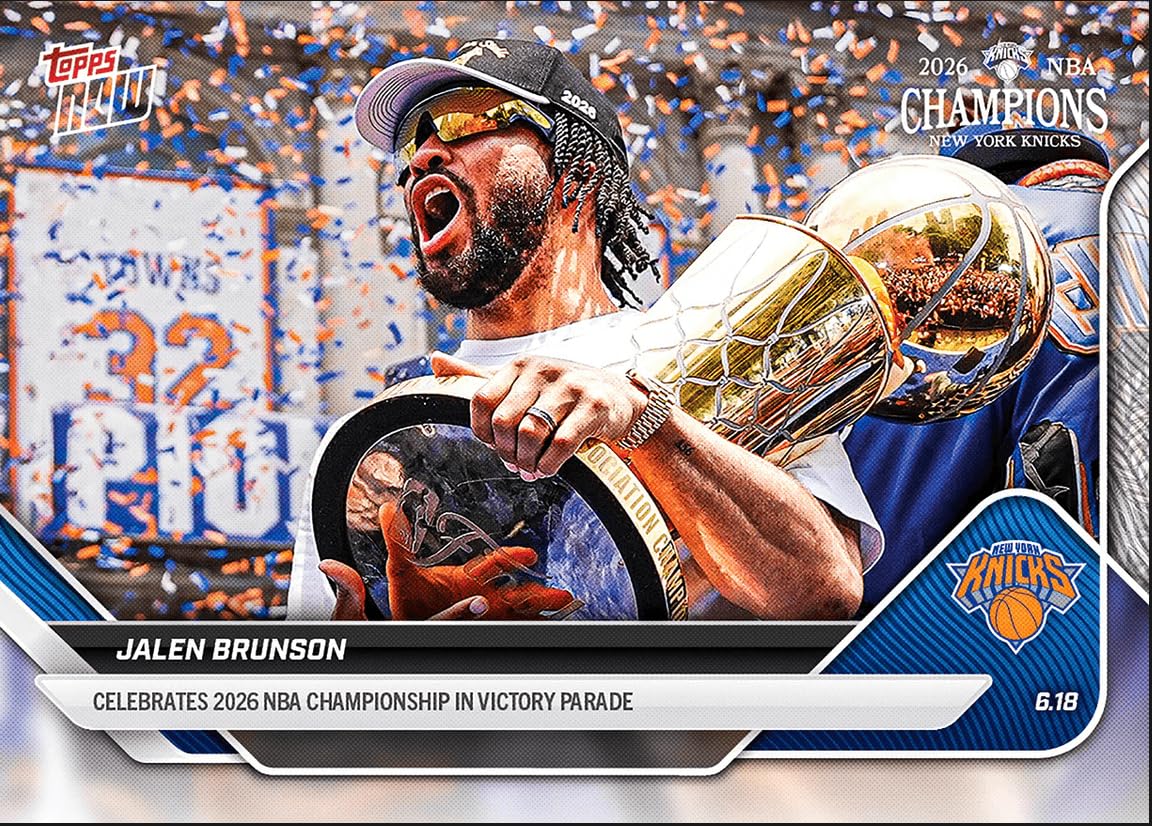 2025 Topps Now Jalen Brunson #OS01 Celebrates 2026 NBA Championship in Victory Parade New…