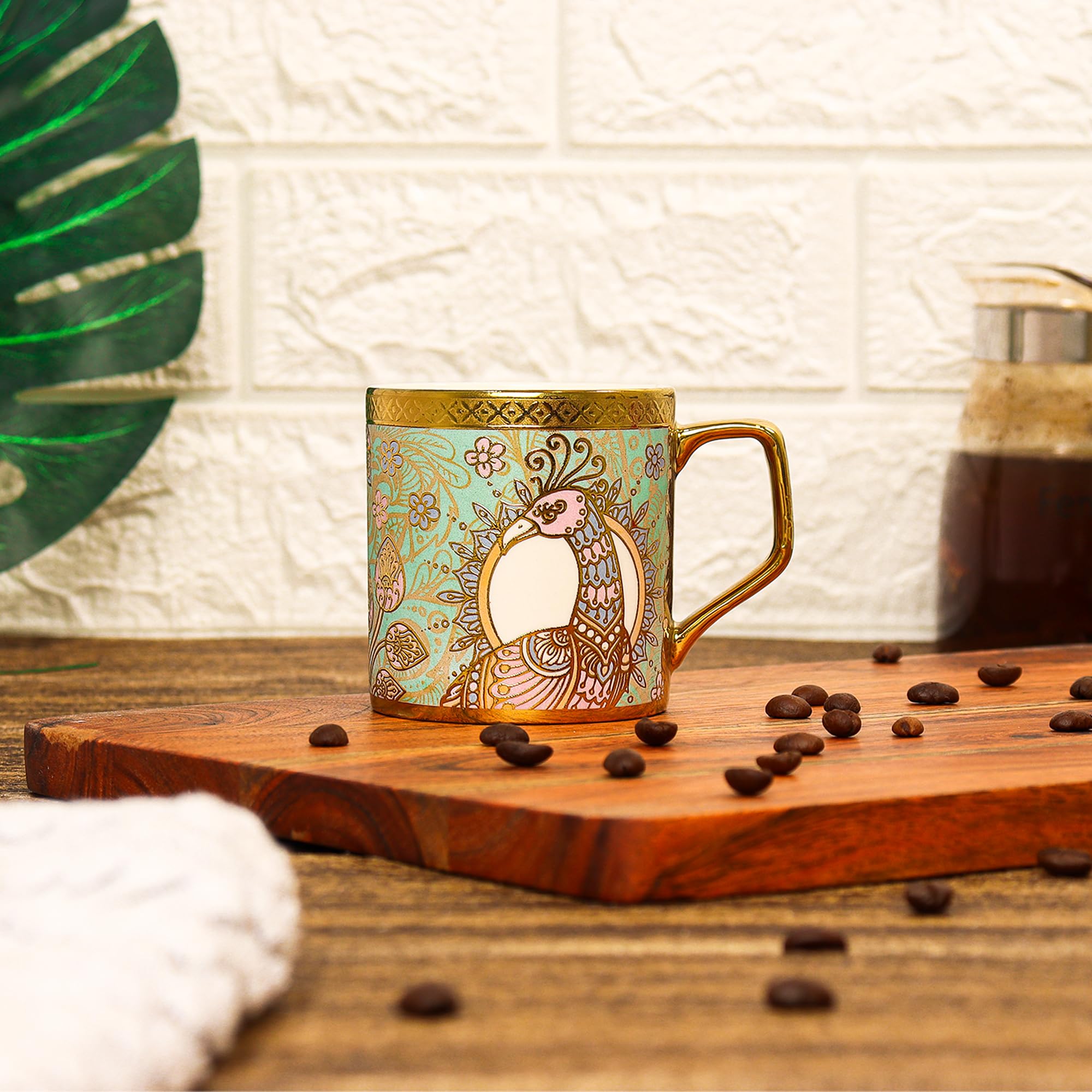 Femora Bone China Gloden Tea Cup (Crowned Peacock), 160 ML, Brown (B0C74N96Q8) Amazon Price History, Amazon Price Tracker