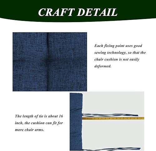 Miniatura 4 de FlyGulls Cojín para silla de descanso, cojín de lino sintético con lazos, cojín de banco largo para interiores para silla reclinable, tumbona, banco