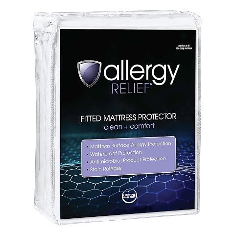 Allergy Relief Circular Knit Fitted Mattress Protector- Queen Size Waterproof Stain Release Soft Top Cover