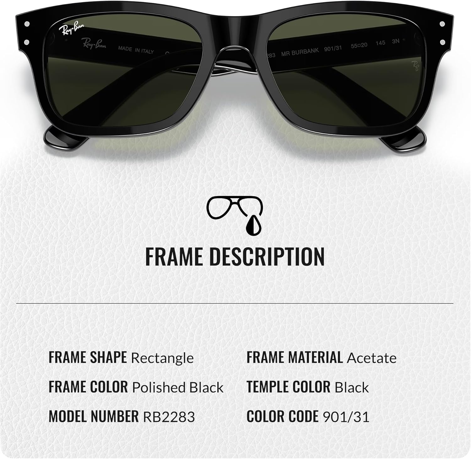 Ray-Ban RB2283 BURBANK Rectangle Shaped Sunglasses for Men & Women with Official RAYBAN Eyewear Kit - Image 3