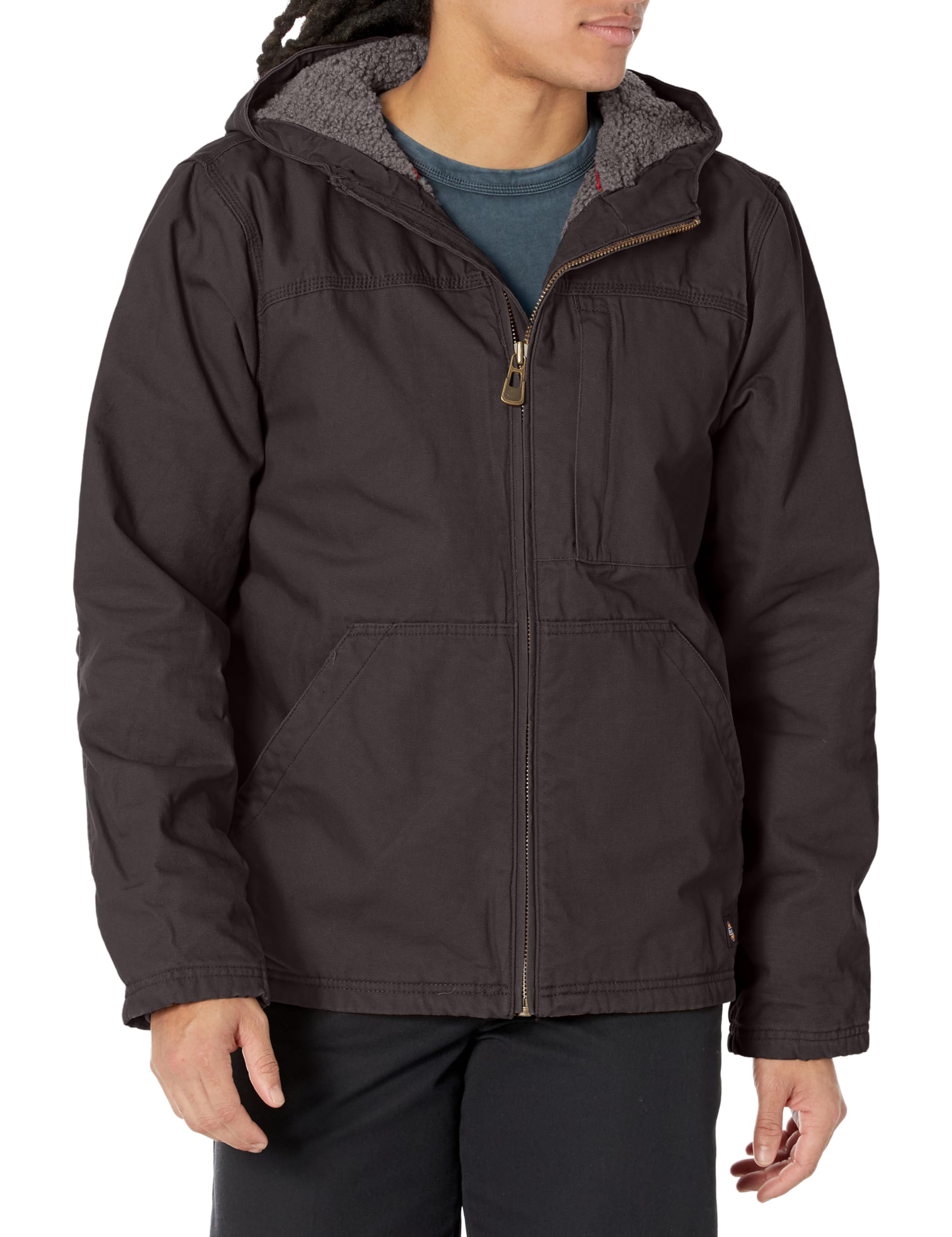 Dickies Giacca con cappuccio - Cotone d'anatra, sherpa foderata, Nero risciacquato, L