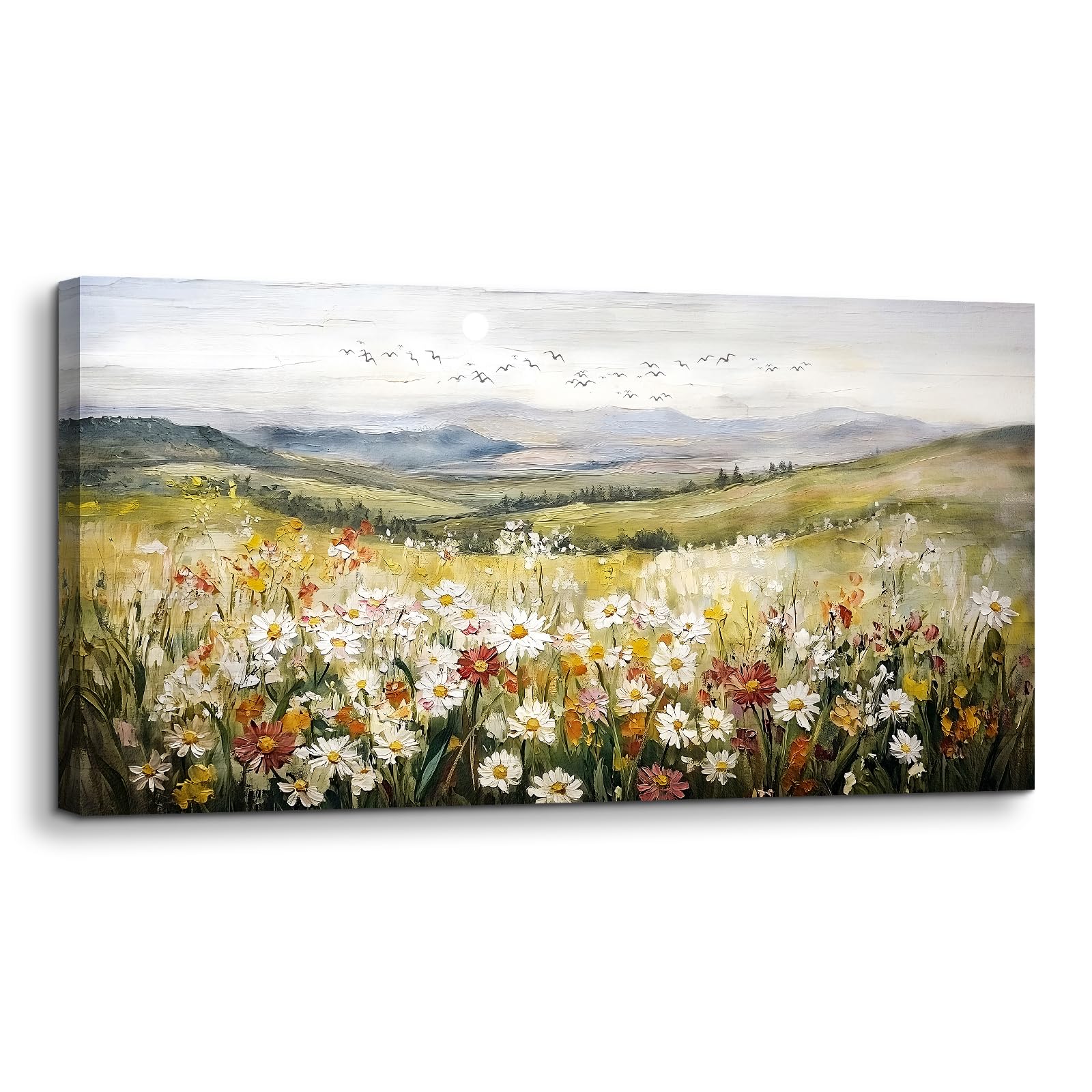 hyidecorart Grandes Cuadros Decoracion Salon Modernos, 50x100 cm Lienzos Decorativos Pared Dormitorios, Laminas Decorativas Pared Flores Silvestres en La Ladera, Wall Art Comedor Oficina Pasillo Baño