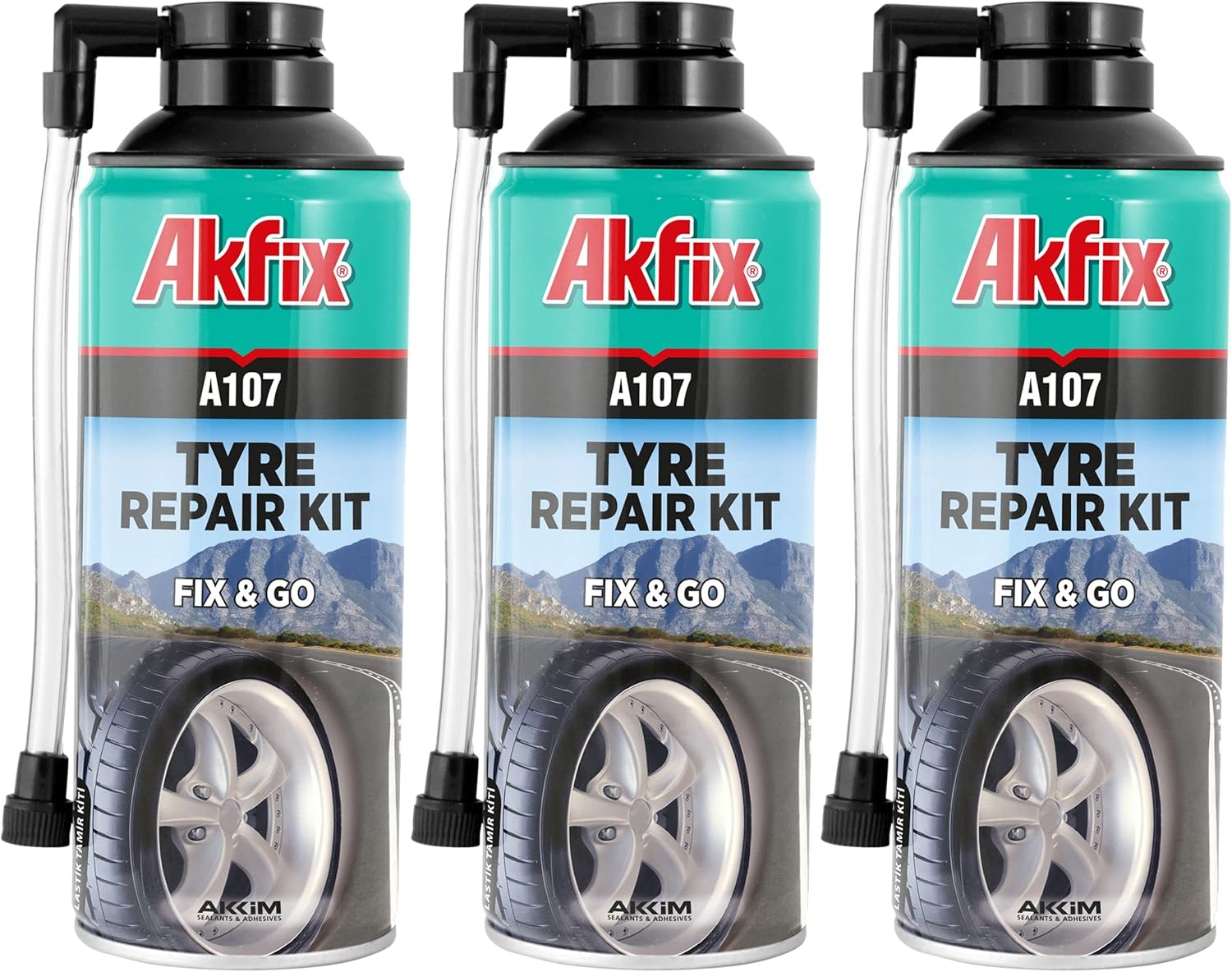 Akfix A107 Car Flat Tire Repair Kit (3x10.5oz) Instant