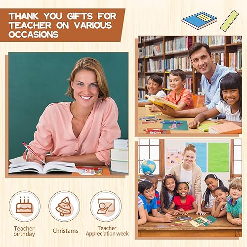 Miniatura 6 de Juego de 24 piezas de regalo de agradecimiento al profesor, 12 cuadernos motivacionales para profesores, 12 bolígrafos inspiradores, regalo de