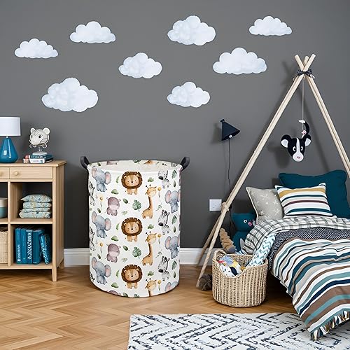 Miniatura 4 de HIYAGON Cesta de lavandería para bebé, cesta de bebé para guardería, niños y niñas, lindos juguetes para niños, organizador de decoración de